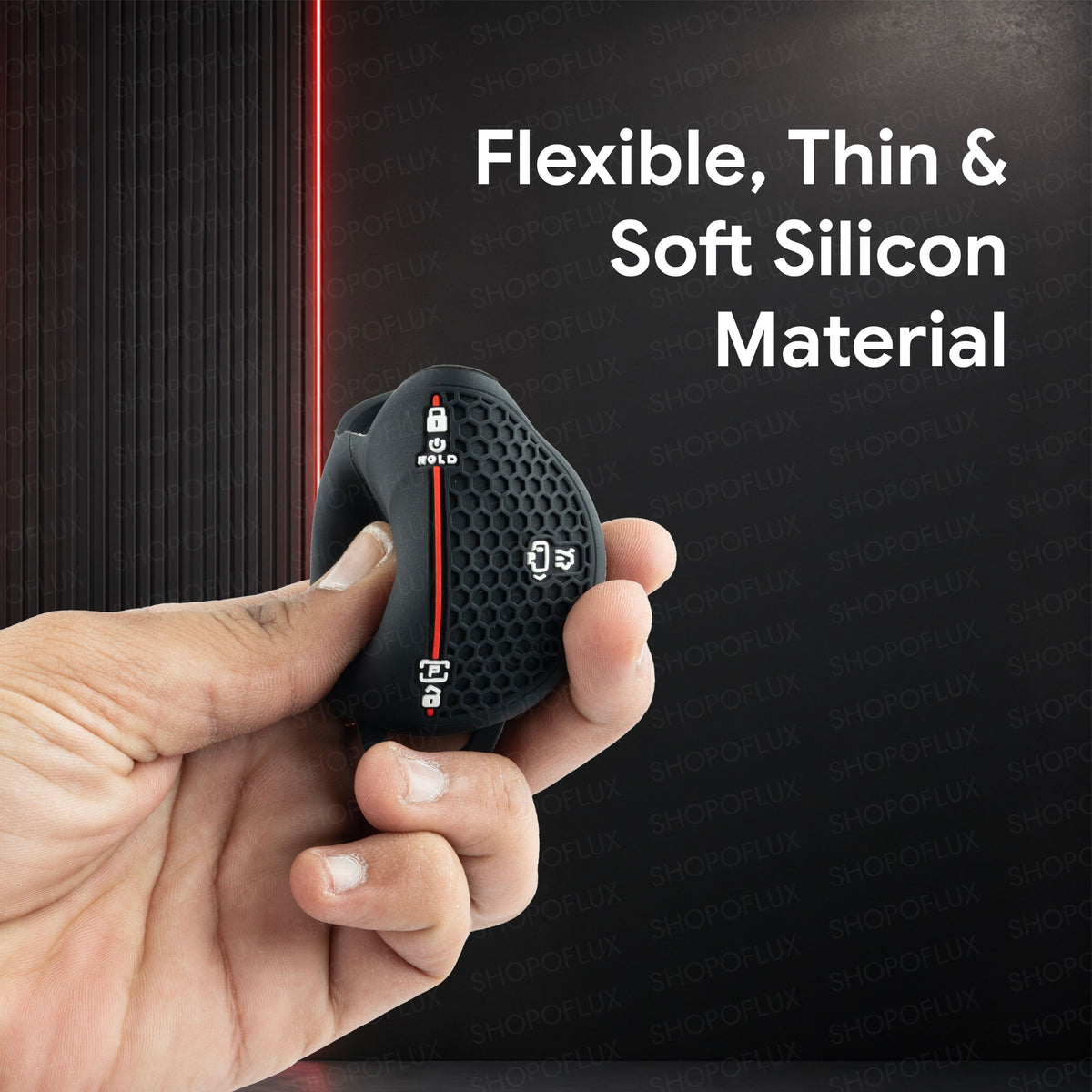 SHOPOFLUX Silicone Key Cover Compatible for Tata Harrier | Sierra EV Round Smart Key (Silicone Black)
