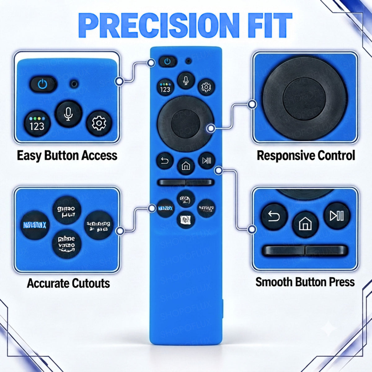 SHOPOFLUX Silicone Tv Remote Cover Compatible with Samsung Smart Tv Remote Without Sollar [Remote NOT Included] (Blue)