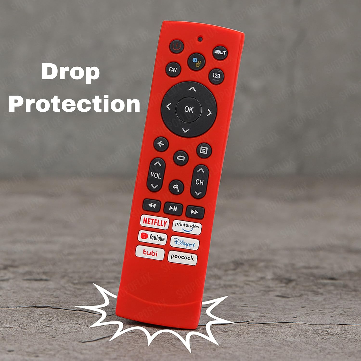 Shopoflux Silicone TV Remote Cover Compatible with Hisense Smart TV Remote VU GloLED Series Tv Remote Cover [Remote NOT Included] (RED) Shopoflux