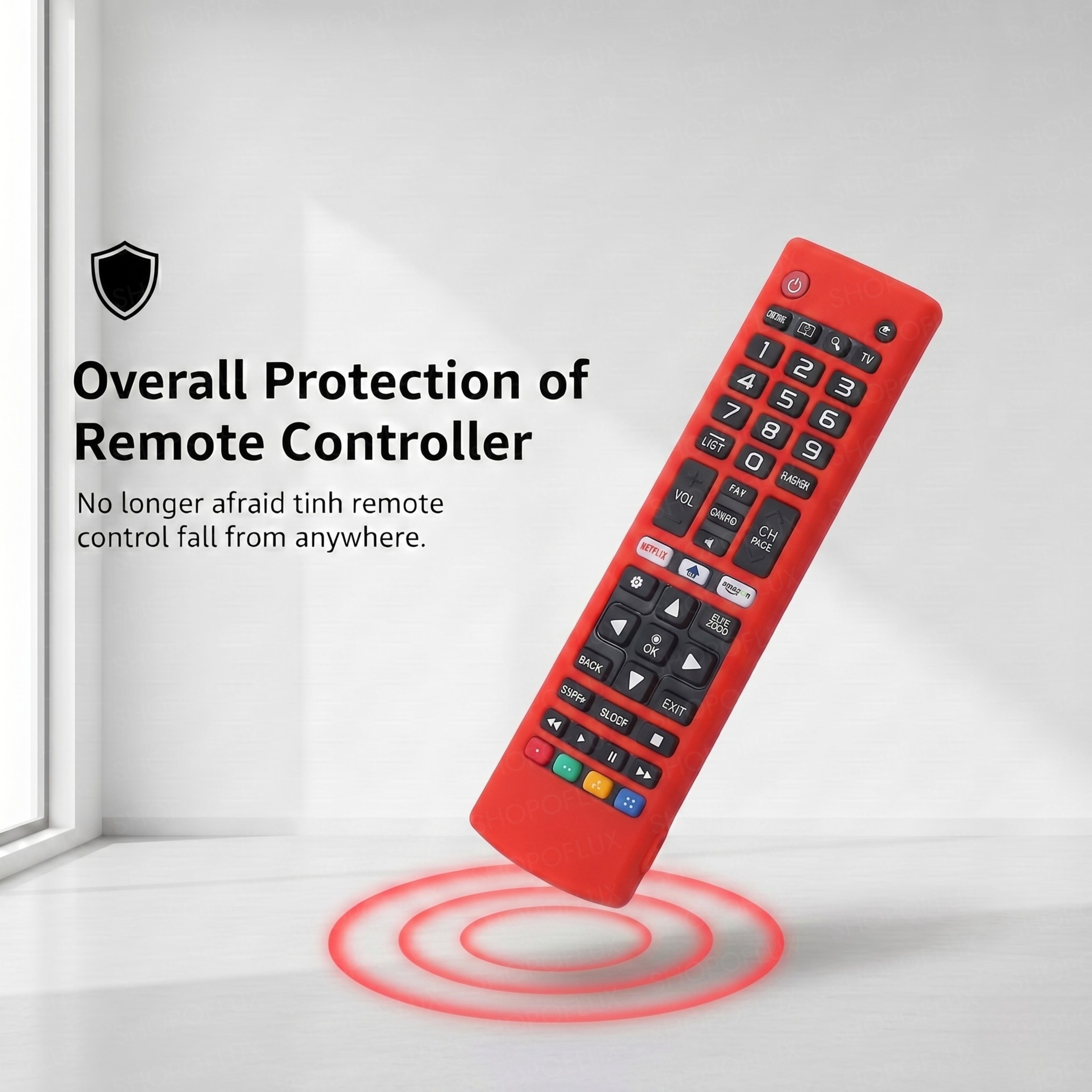 Shopoflux Silicone Tv Remote Cover Compatible with LG Smart TV Remote Full Wrap Protective Case with Lanyard [Remote NOT Included] (Red)