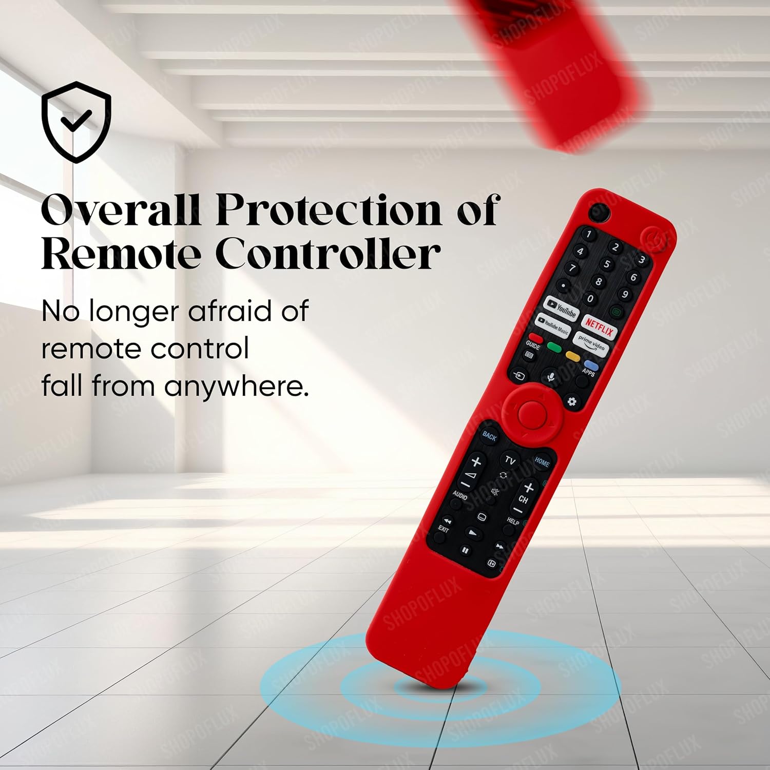 SHOPOFLUX Silicone Heavy Duty Armor Case Cover Compatible with Sony Smart Tv Voice Remote RMF-TX520P A80J X80J X85J X90J X95J Remote Cover [Remote NOT Included] (RED) Shopoflux