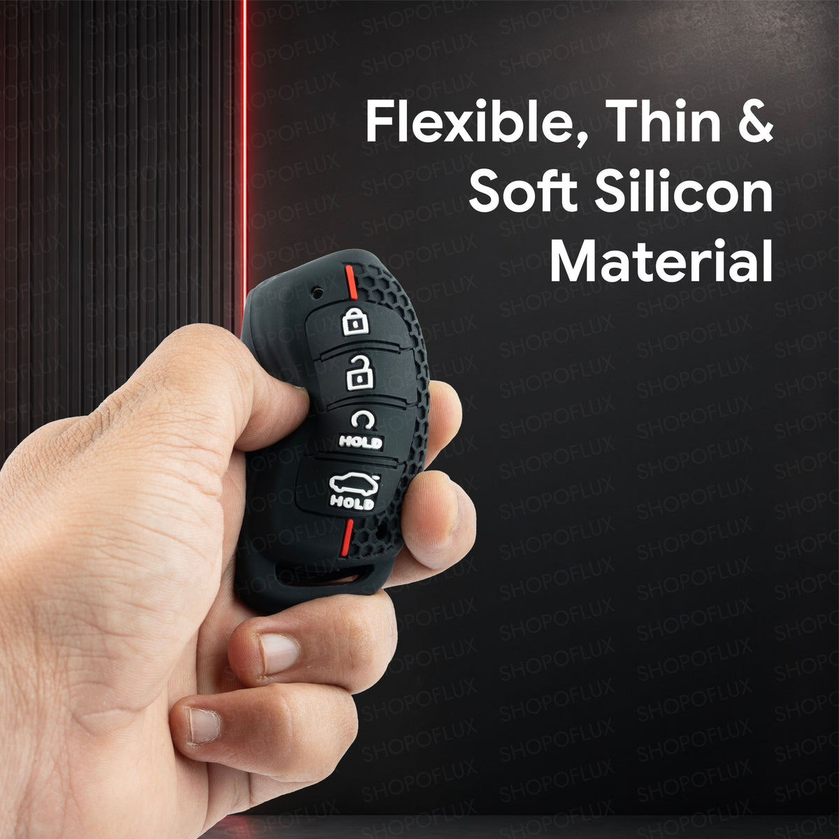 SHOPOFLUX Key Cover Compatible with Hyundai Alcazar and Creta ev Car 4 Button Smart Key
