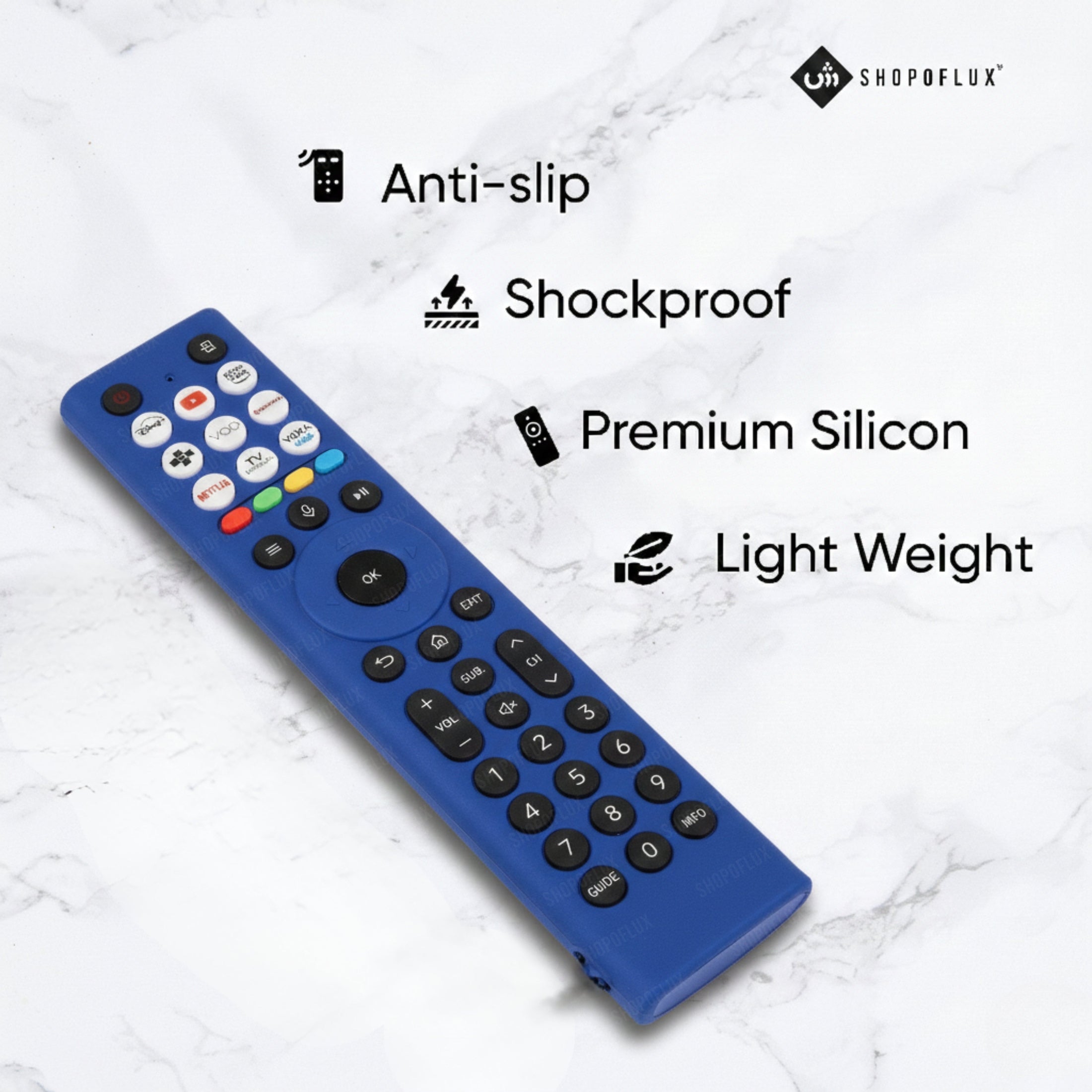 Shopoflux Silicone TV Remote Cover Compatible with Hisense Smart TV Remote [Remote NOT Included] (Blue) Shopoflux