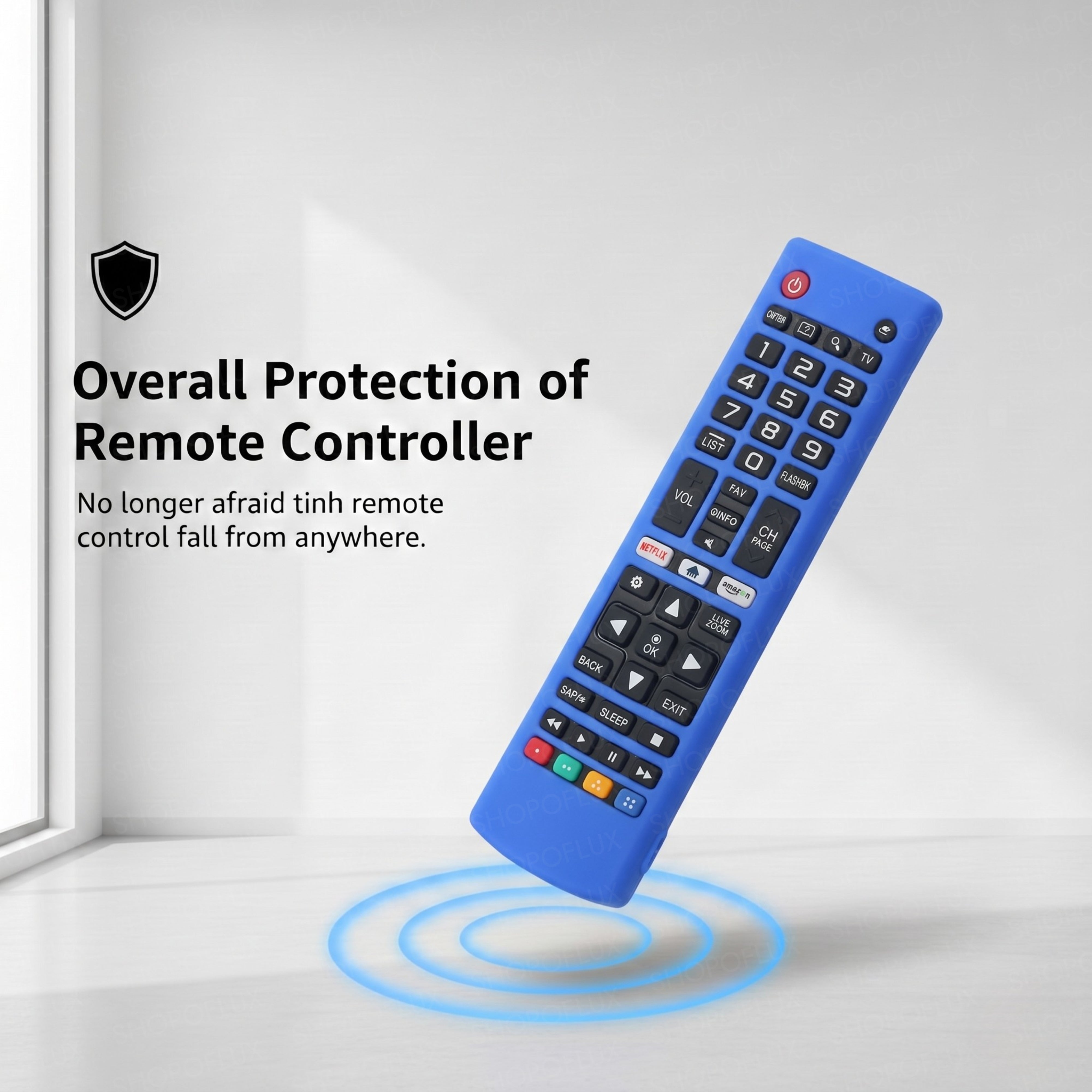 Shopoflux Silicone Tv Remote Cover Compatible with LG Smart TV Remote Full Wrap Protective Case with Lanyard [Remote NOT Included] (Blue)