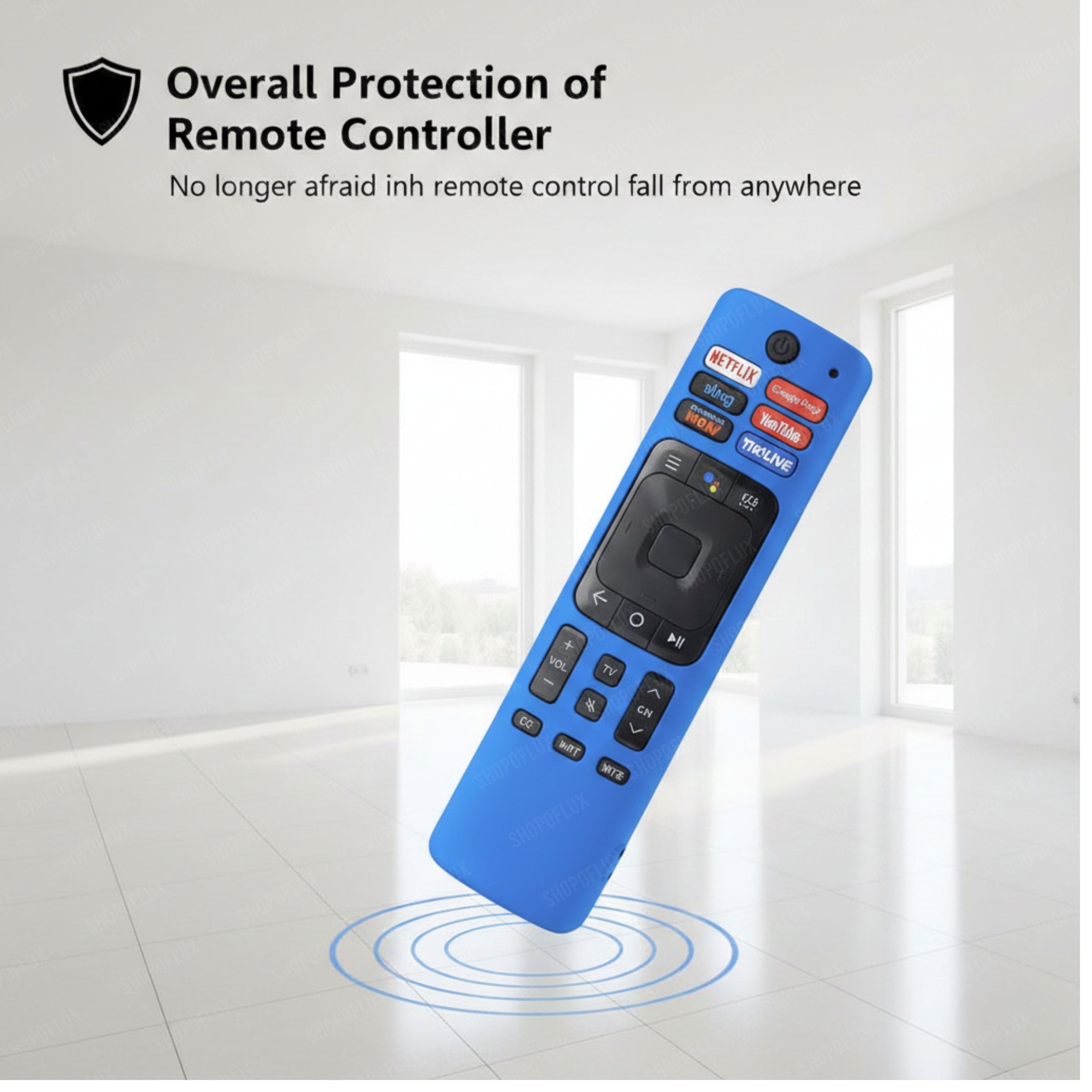 SHOPOFLUX Silicone TV Remote Cover Compatible with Hisense Smart TV Remote [Remote NOT Included] (Blue) Shopoflux