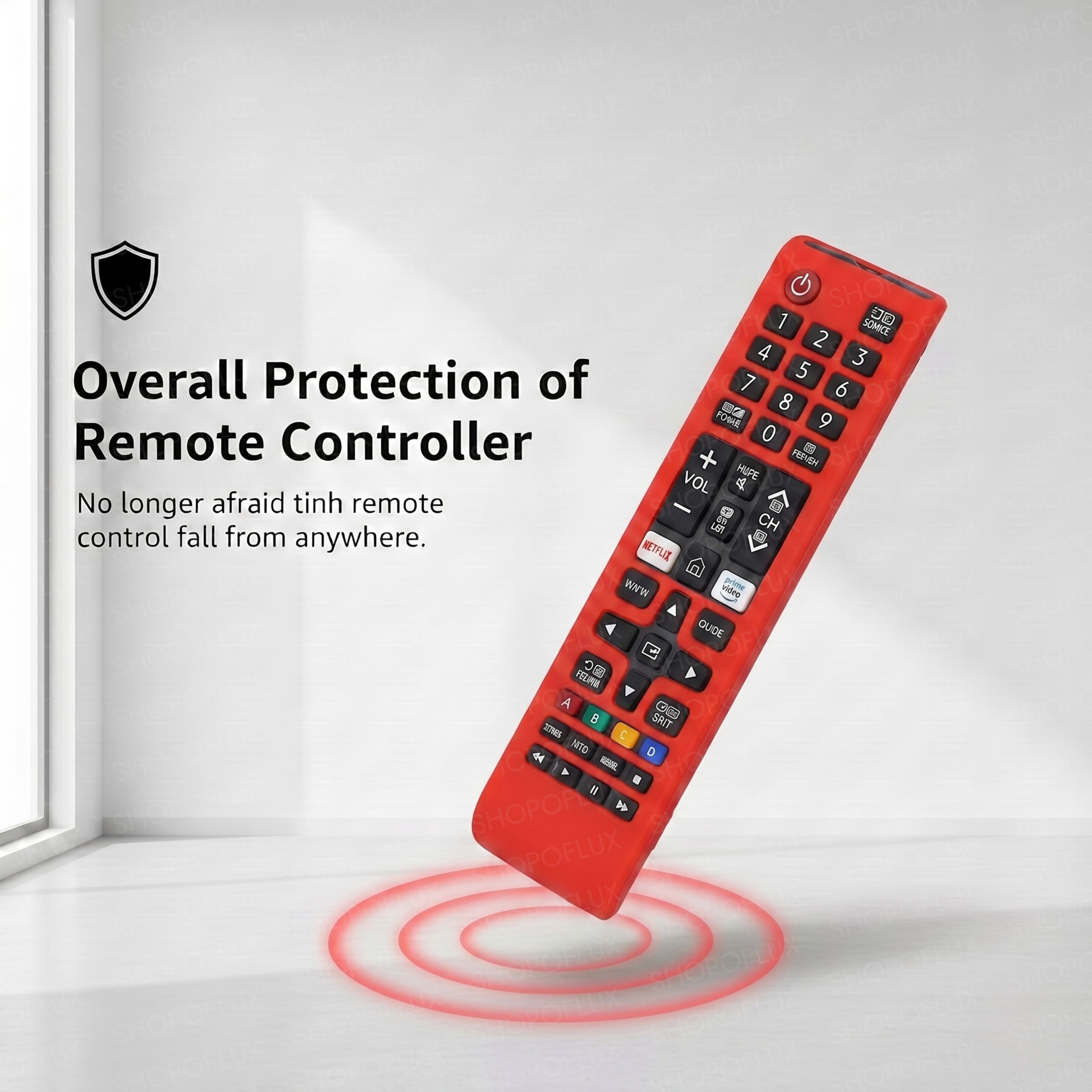 SHOPOFLUX Silicone Tv Remote Cover Compatible with Samsung Smart Tv Remote Without Sollar [Remote NOT Included] (Red)