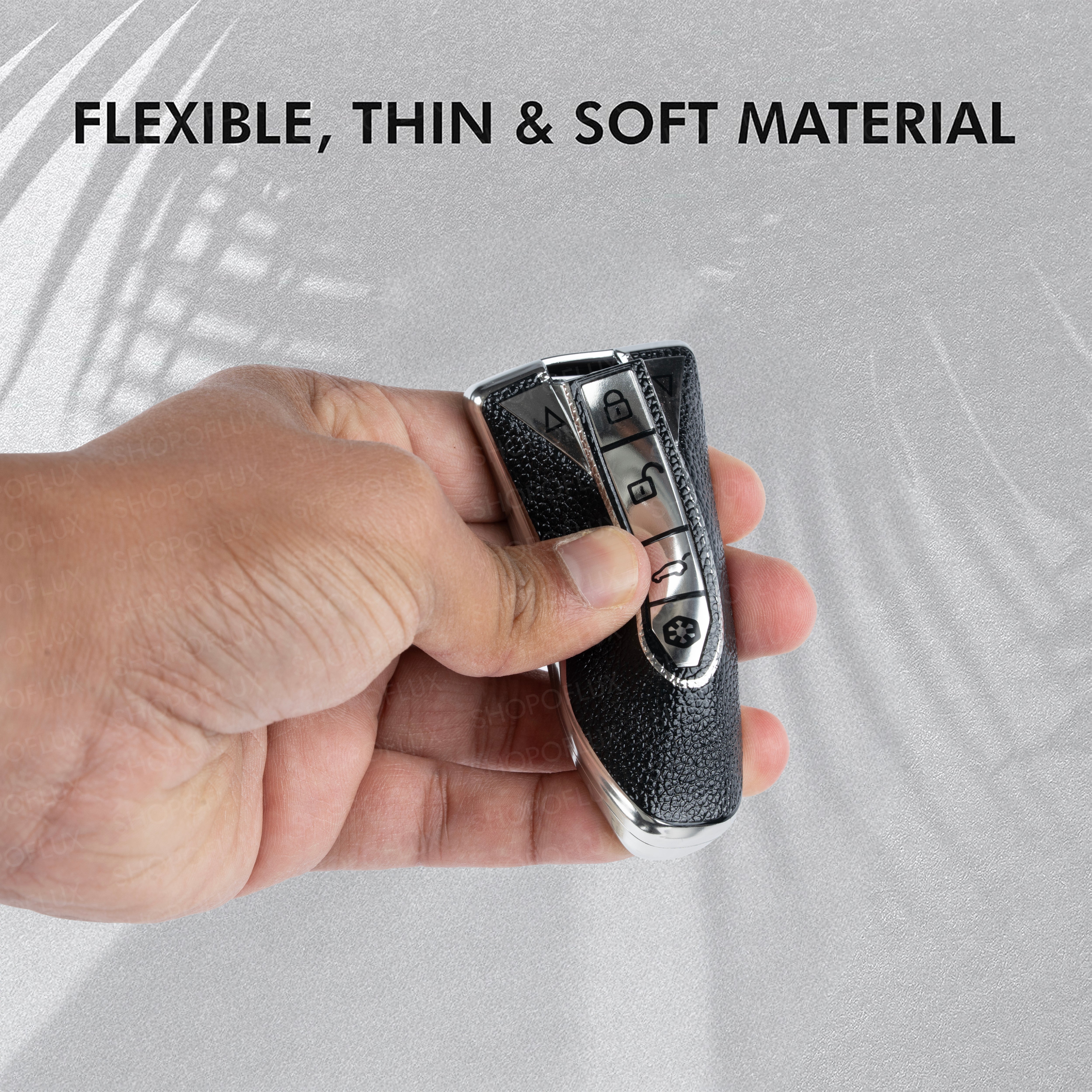 SHOPOFLUX TPU Leather Key Cover Compatible with Mahindra BE 6, XEV 9 EV, XUV 7XO Smart Key (Black)