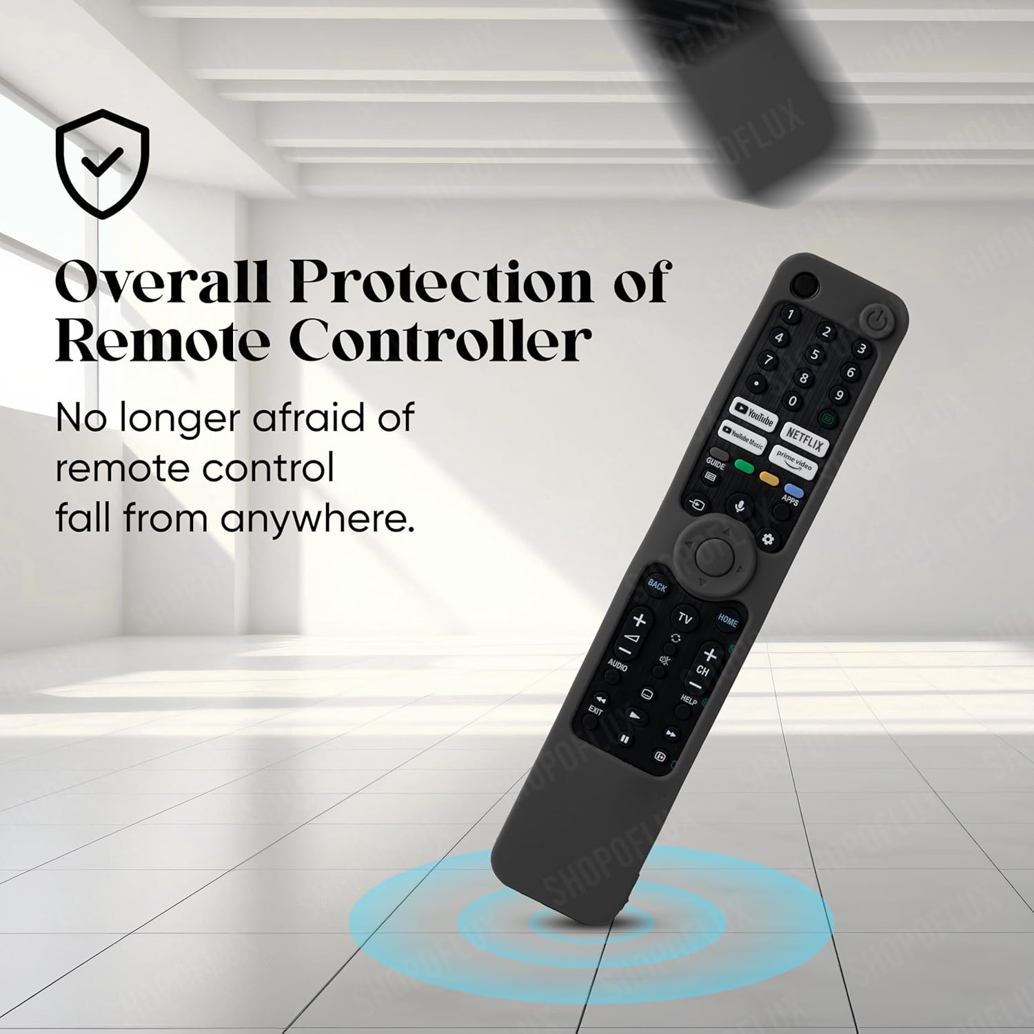 SHOPOFLUX Silicone Heavy Duty Armor Case Cover Compatible with Sony Smart Tv Voice Remote RMF-TX520P A80J X80J X85J X90J X95J Remote Cover [Remote NOT Included] (Black) Shopoflux