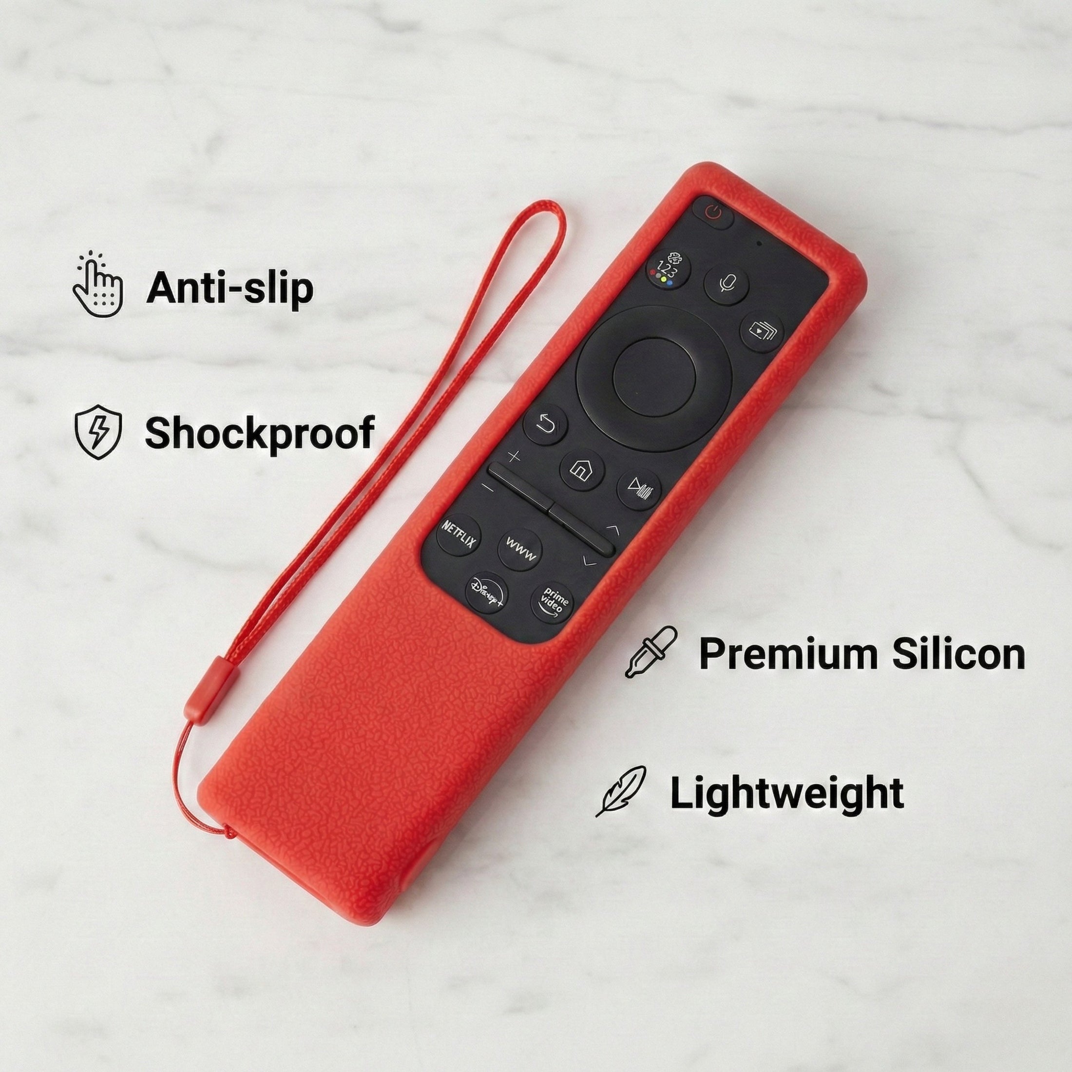 SHOPOFLUX Silicone Tv Remote Cover Compatible with Samsung Smart Tv Remote Without Sollar [Remote NOT Included] (Red) Shopoflux