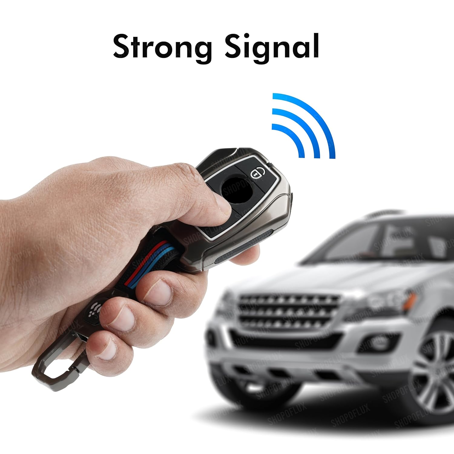 SHOPOFLUX Metal Car Key Cover Compatible for Mercedes Benz C E M S CLS CLK GLK GLC G Class 2 Button Smart Key - Black