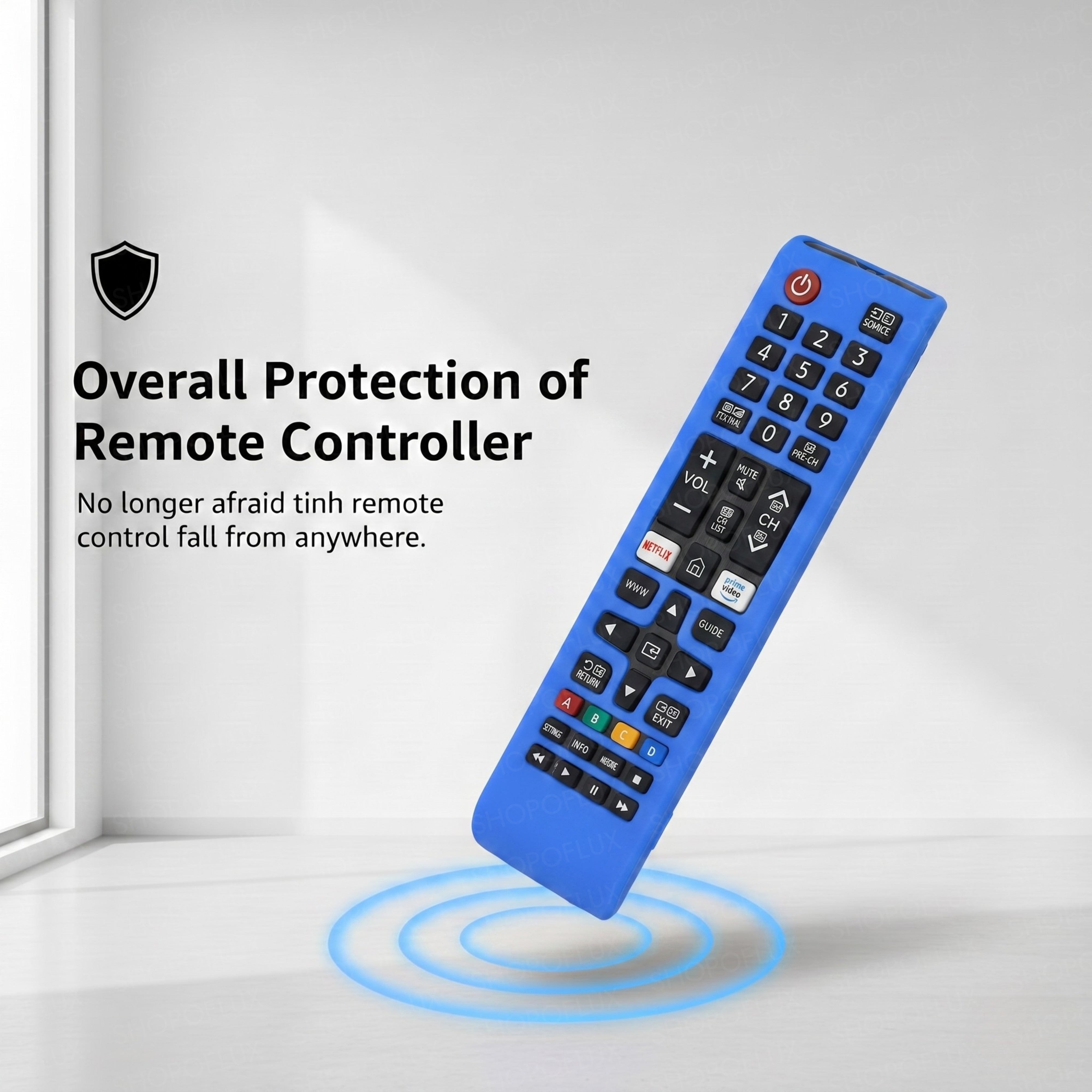 SHOPOFLUX Silicone Tv Remote Cover Compatible with Samsung Smart Tv Remote Without Sollar [Remote NOT Included] (Blue)