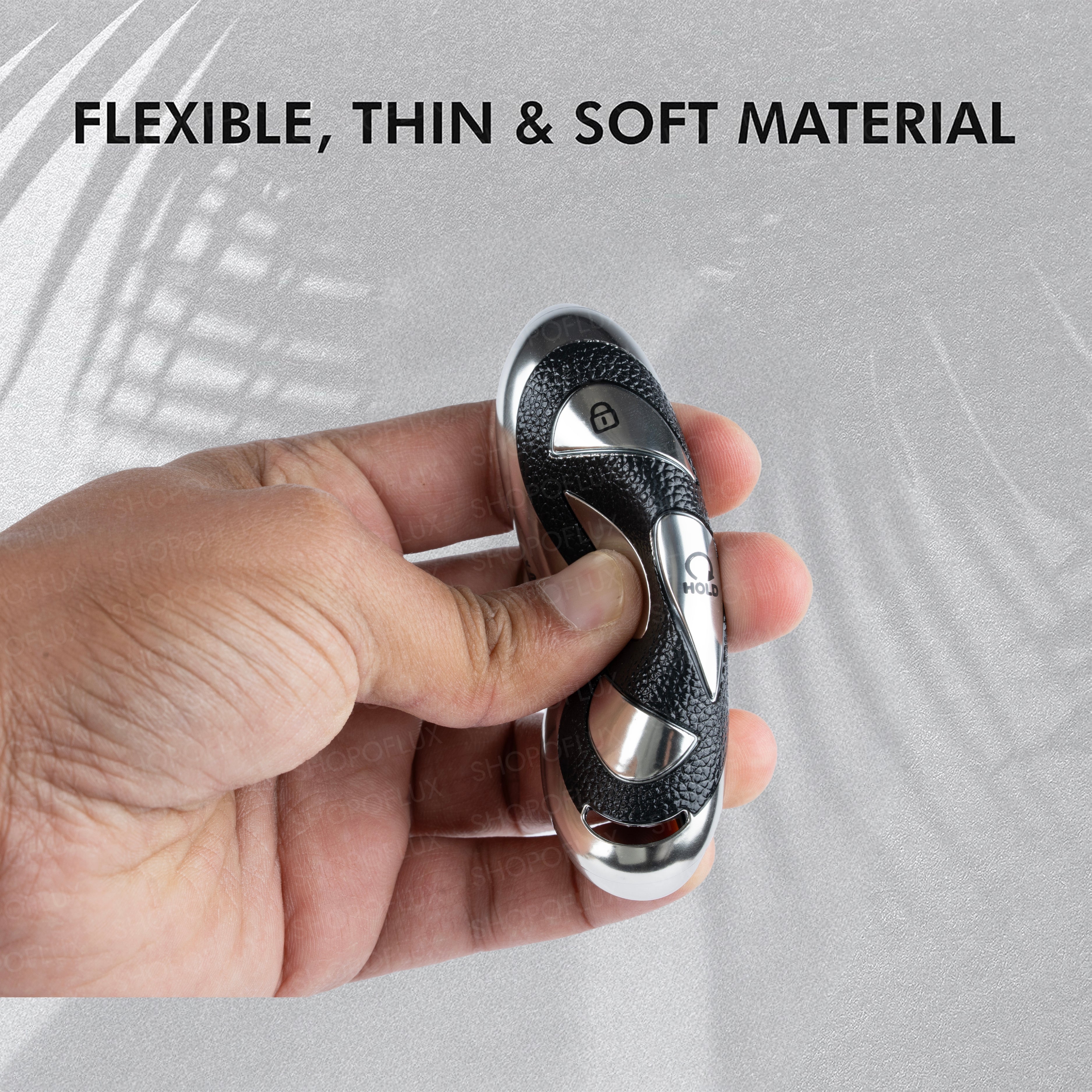 SHOPOFLUX TPU Leather Key Cover Compatible with Hyundai Venue 4 Button Smart Key