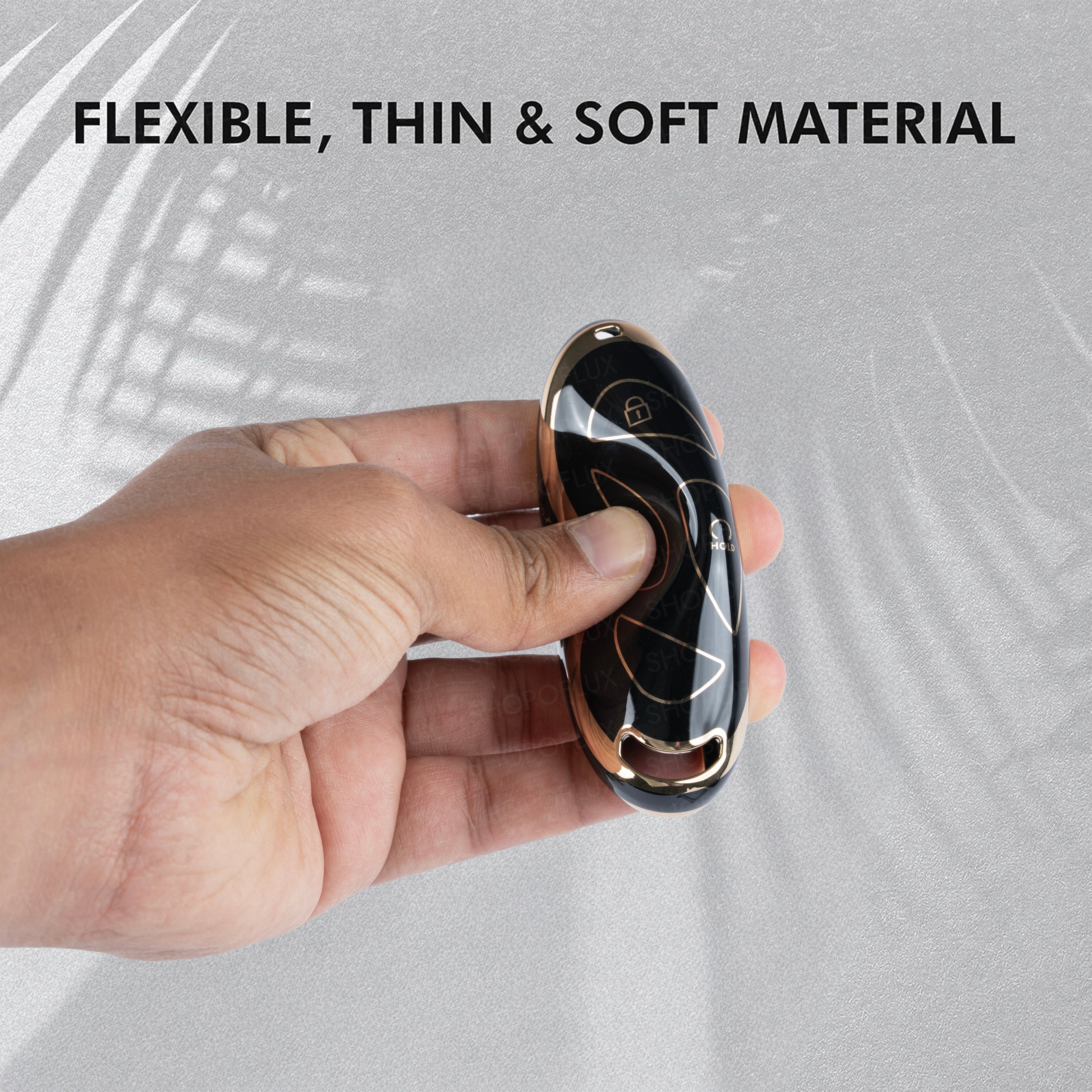 SHOPOFLUX TPU Key Cover Compatible with Hyundai Venue 4 Button Smart Key (Black)