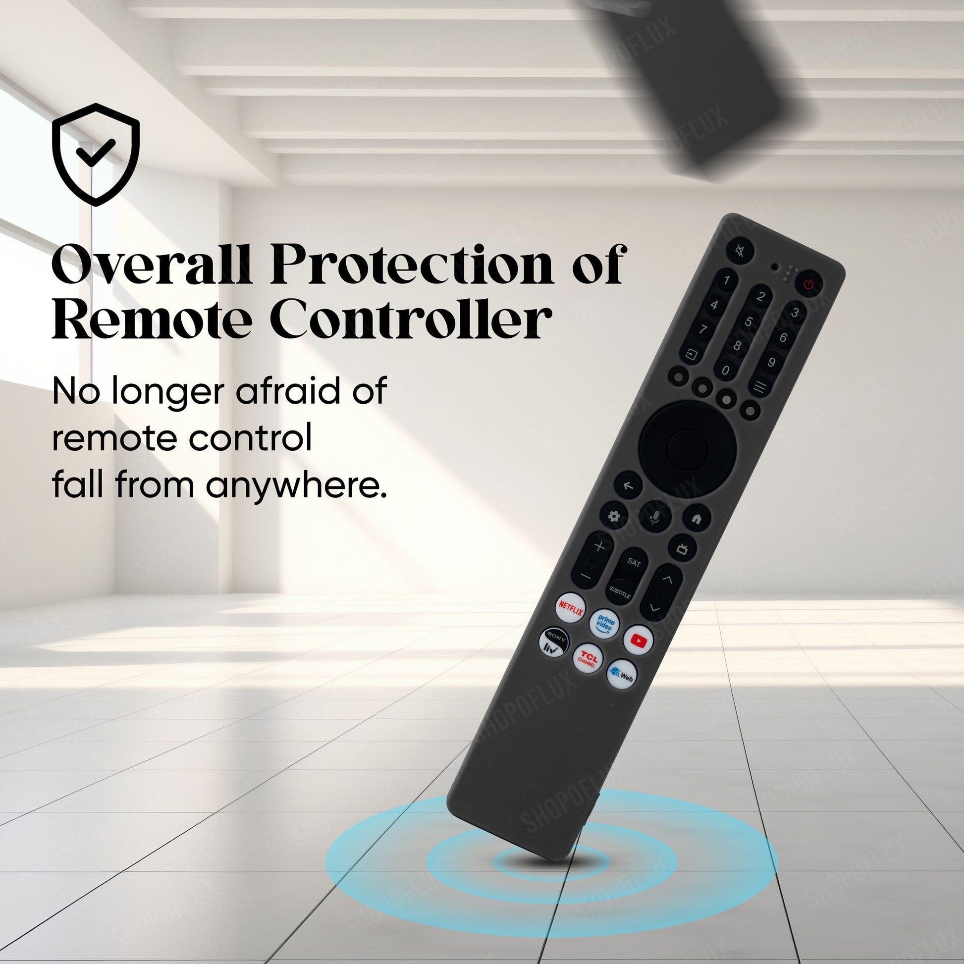 SHOPOFLUX Silicone TV Remote Cover Compatible with TCL Tv Remote RC833A 4K QLED Google TV Protective Case [Remote NOT Included] (Black) Shopoflux