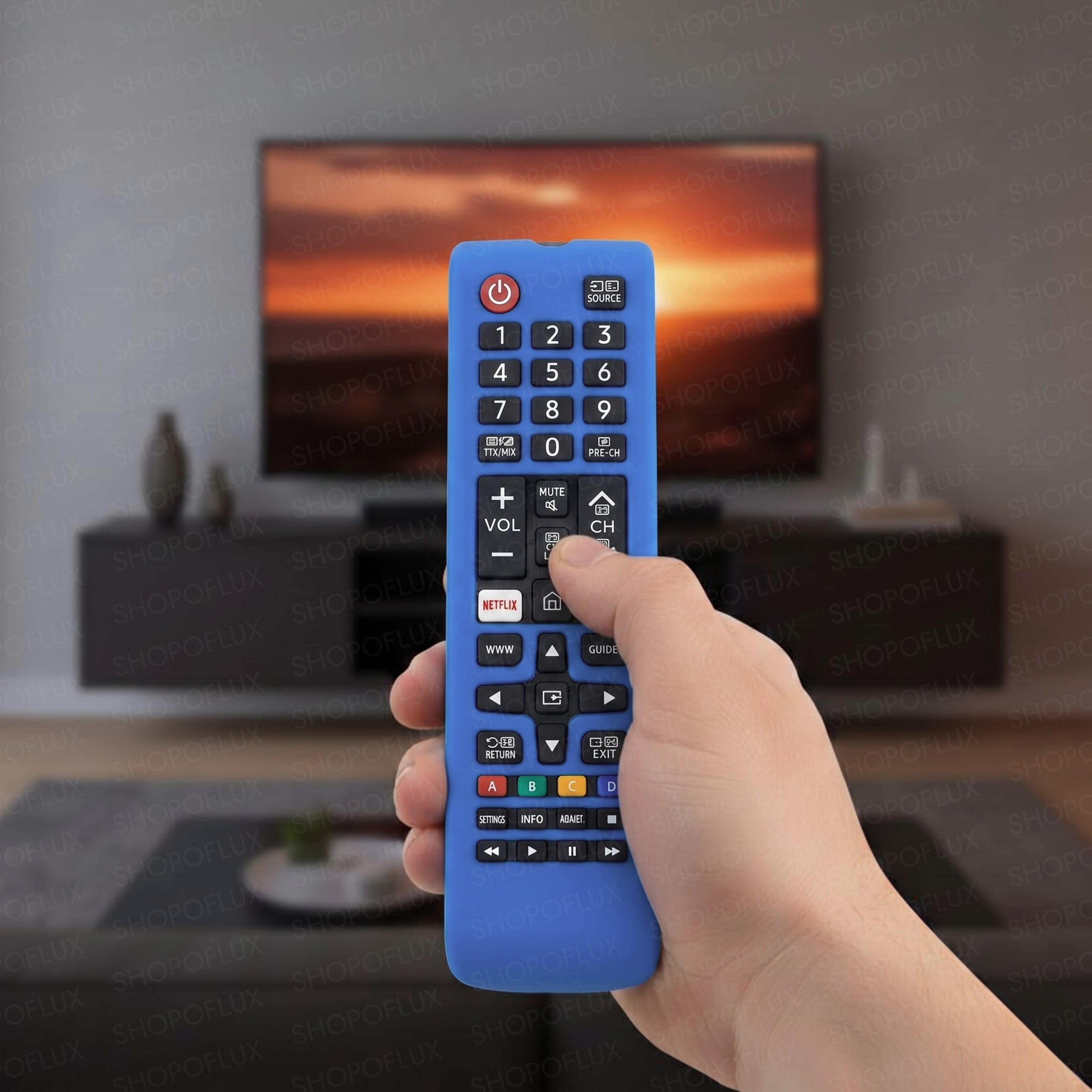 SHOPOFLUX Silicone Tv Remote Cover Compatible with Samsung Smart Tv Remote Without Sollar [Remote NOT Included] (Blue)