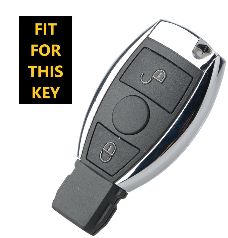 SHOPOFLUX Metal Car Key Cover Compatible for Mercedes Benz C E M S CLS CLK GLK GLC G Class 2 Button Smart Key - Black Shopoflux