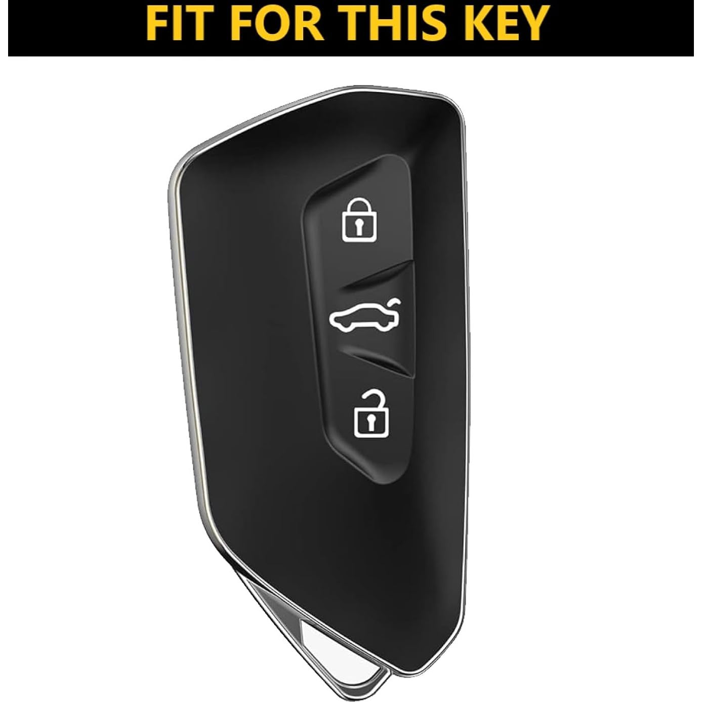 SHOPOFLUX Metal Key Cover Compatible for Skoda Octavia 3 Button Smart Key Black