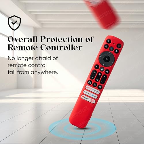 SHOPOFLUX Silicone TV Remote Cover Case Compatible with TCL Tv Remote RC802NU1 / IFFALCON Smart LED TV Remote Protective Cover [Remote NOT Included] (Red) Shopoflux
