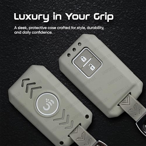 SHOPOFLUX ABS Silicone Key Cover Compatible with Baleno, Grand Vitara, XL6, Swift, Brezza, Celerio, Ignis, Ertiga, Dzire, Fronx, Urban Cruiser, Rumion, Glanza, Hyryder (ABS Silicone Light Gray) Shopoflux