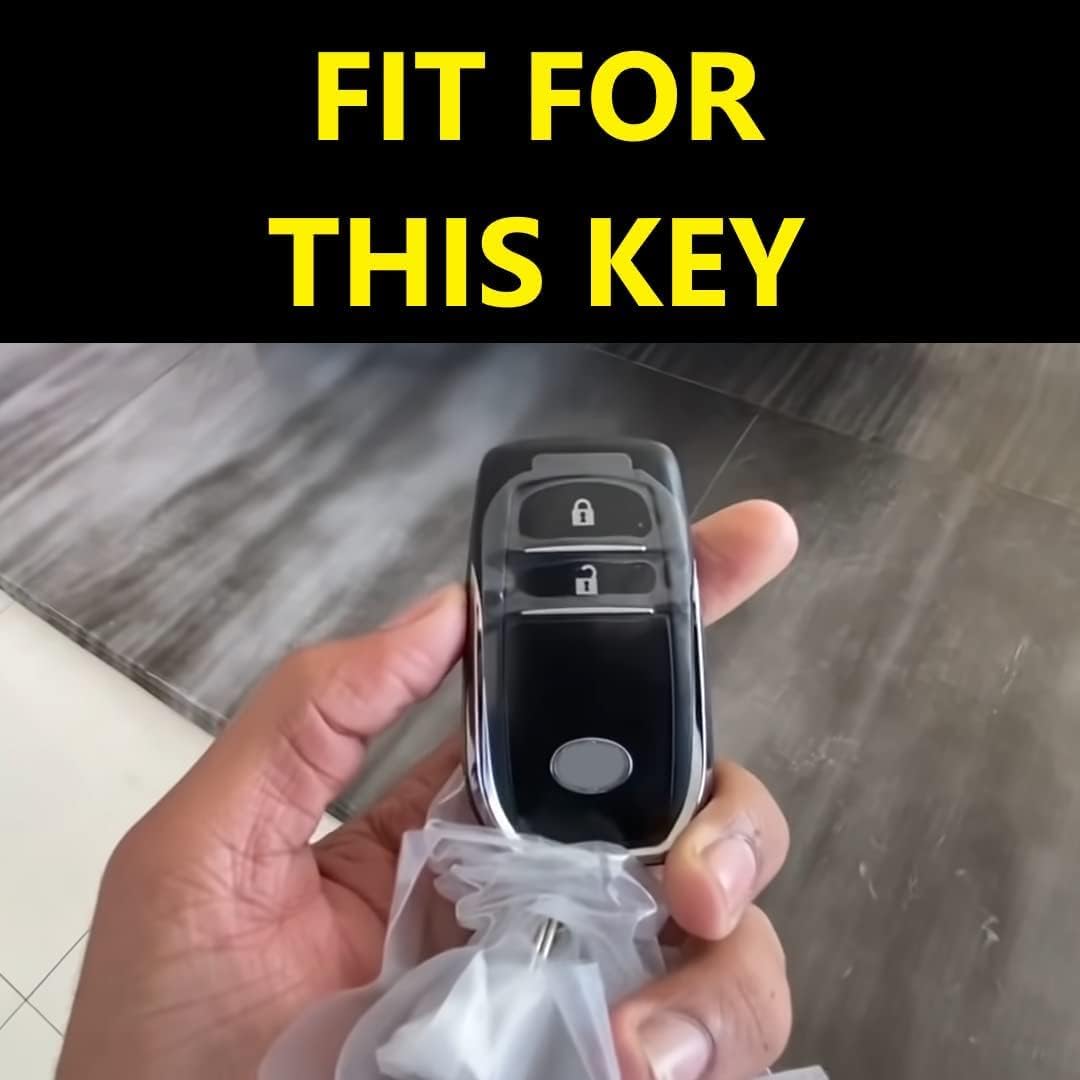 SHOPOFLUX Metal Key Cover Compatible with Toyota Innova Crysta, Hilux, Invicto 2 Button Smart Only (Metal Silicone Blackk) Shopoflux