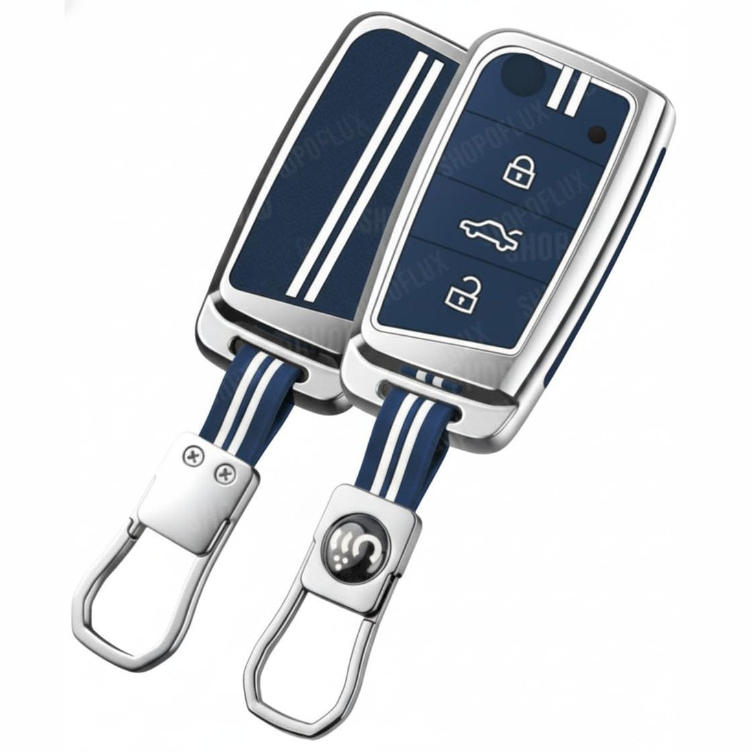 SHOPOFLUX Metal Key Cover Compatible for Skoda & Volkswagen Cars Kylaq | Slavia | Kushaq | Octavia | Virtus | Taigun | Tiguan | T Roc 3 Button Flip Key Shopoflux