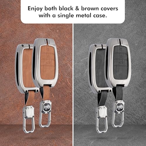 SHOPOFLUX Metal Key Cover Compatible with Toyota Fortuner | Fortuner Legender | Innova Hycross | Invicto 3 Button Smart Key - Black (Pack 1) Shopoflux