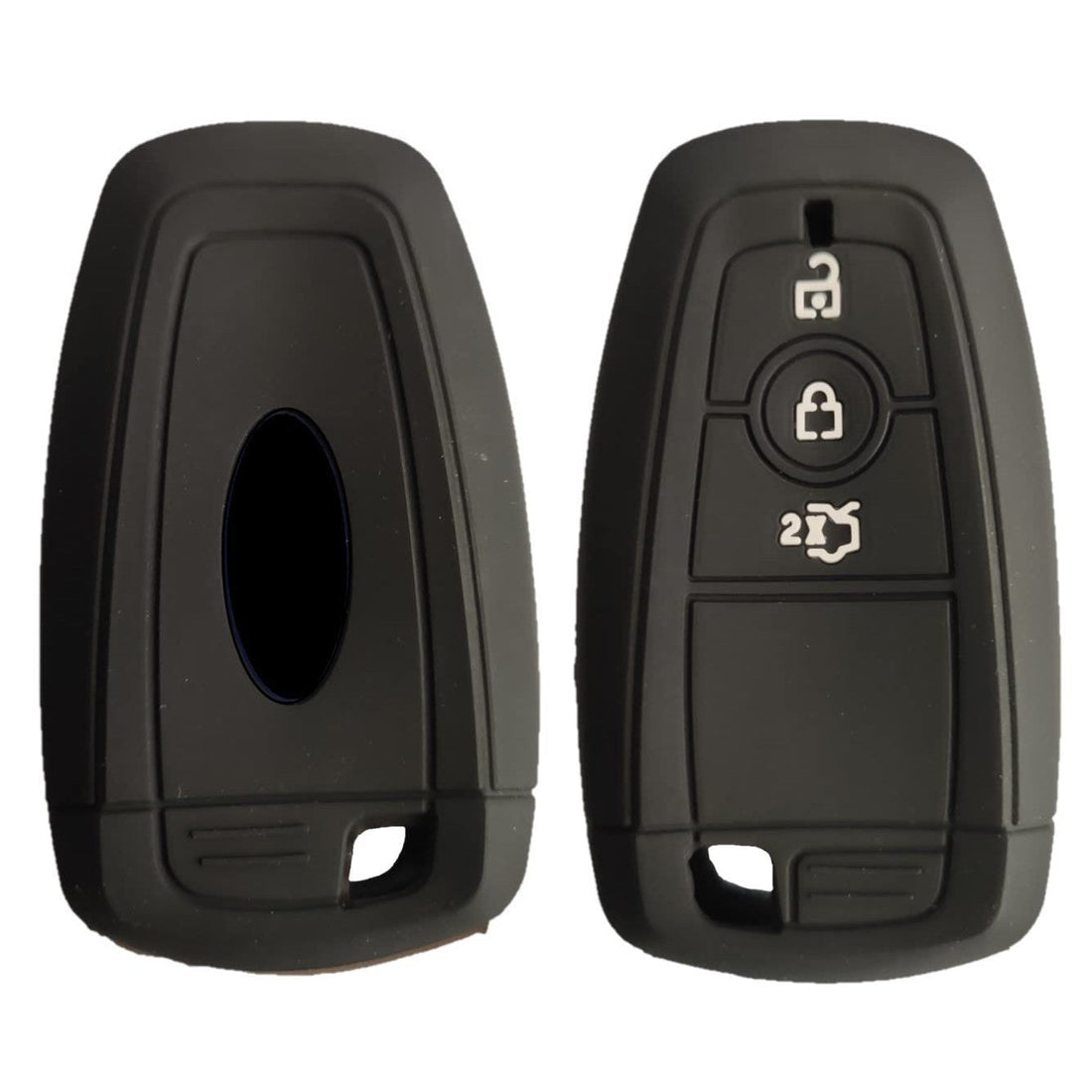 Shopoflux® Silicone Smart Key Cover Compatible with Endeavour | Figo | Aspire | Freestyle Titanium Pack 2 Black Silicon