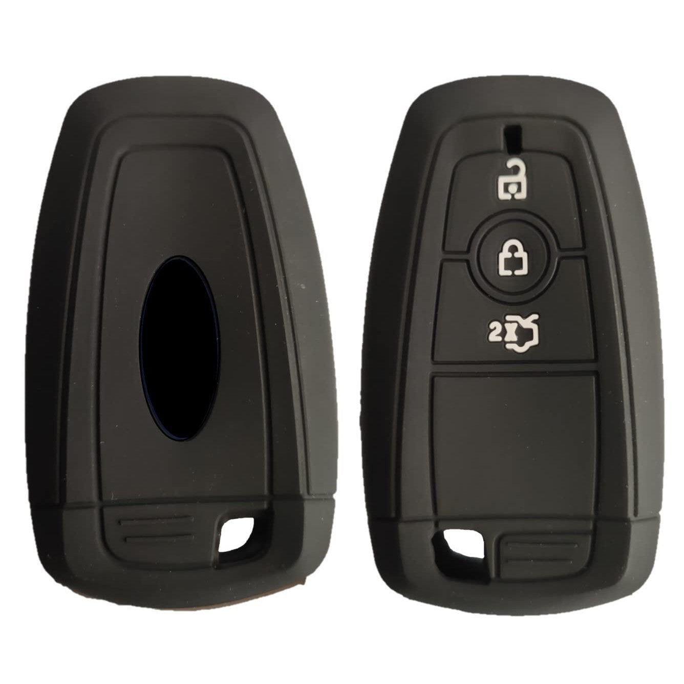 Shopoflux® Silicone Smart Key Cover Compatible with Endeavour | Figo | Aspire | Freestyle Titanium Pack 2 Black Silicon