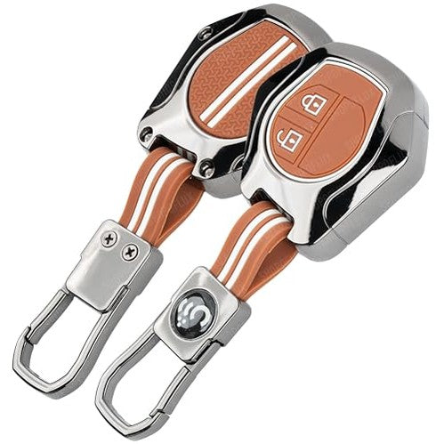 SHOPOFLUX Metal Key Cover Compitable For Suzuki Swift | Ertiga | Wagonr | Celerio | Swift Dzire | Alto | Fronx | Breza | S Presso | Ignis 2 Button Remote Key Shopoflux