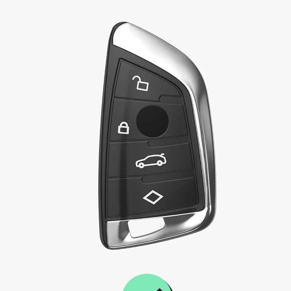 SHOPOFLUX TPU Car Key Cover Compatible for BMW X1, X3, X6, X5, 5 Series, 6 Series, 7 Series 4 Button Smart Key - Black
