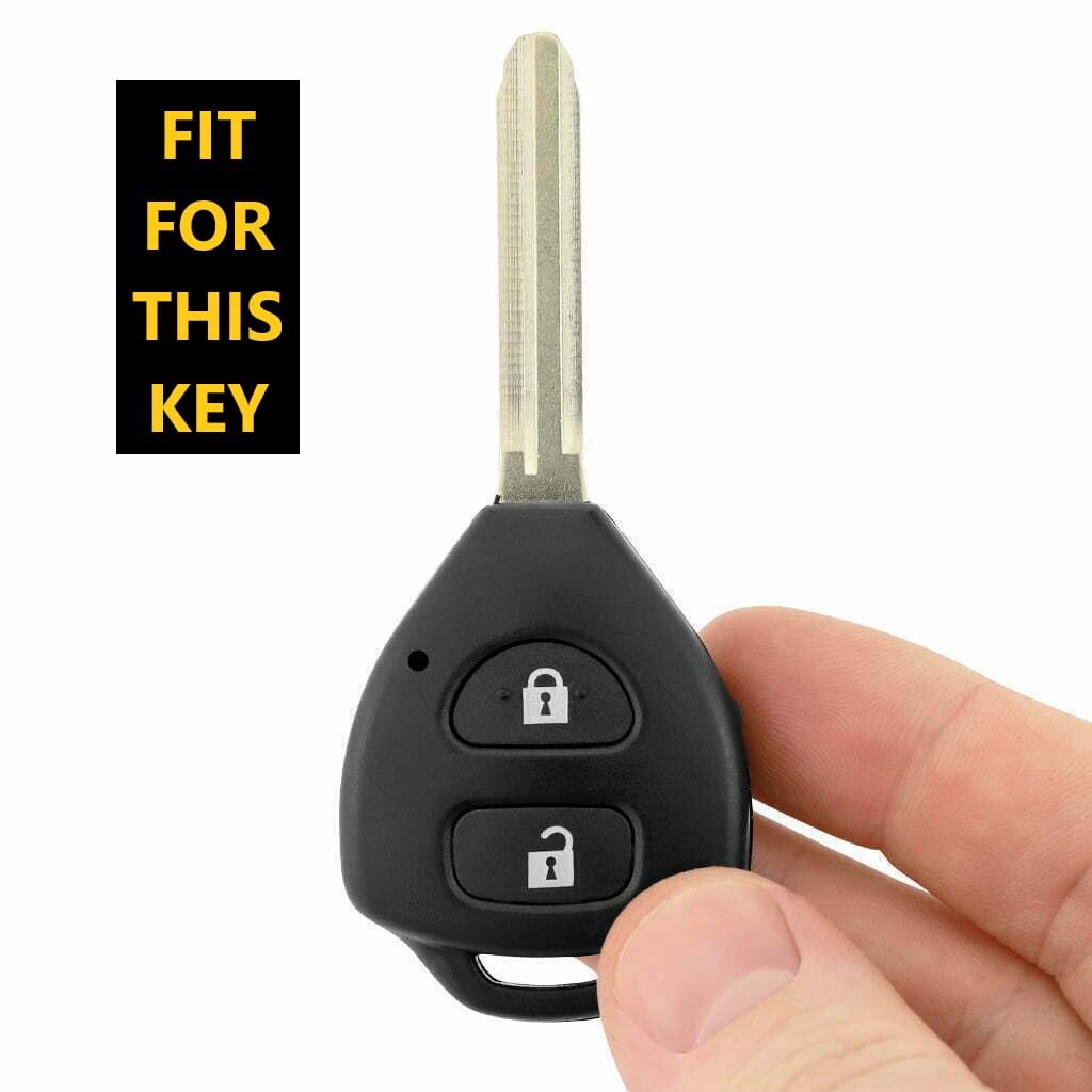 SHOPOFLUX Metal Key Cover Compatible for Toyota Old Innova, Fortuner, Corolla, Camry 2 Button Key (Black Brown Leather) Shopoflux