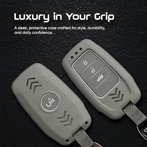 SHOPOFLUX Metal Key Cover Compatible with Toyota Fortuner | Fortuner Legender | Innova Hycross | Invicto 3 Button Smart Key (Light Grey ABS) Shopoflux