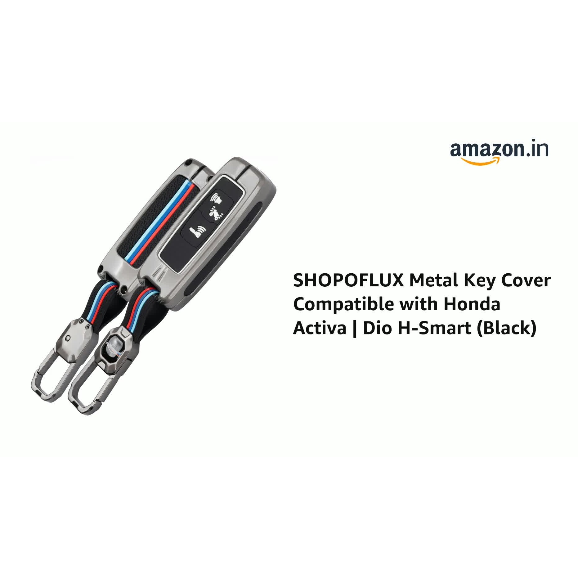 SHOPOFLUX Metal Key Cover Compatible with Honda Activa | Dio H-Smart Black