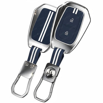 SHOPOFLUX Metal Key Cover Compatible with Renault Kwid | Triber | Kiger | Duster (Blue Silicone)