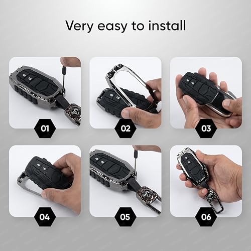SHOPOFLUX Key Cover Compatible with Tata Nexon | Harrier | Safari | Altroz | Tigor | EV | Punch | Tiago EV Electric 4 Button Smart Key Shopoflux