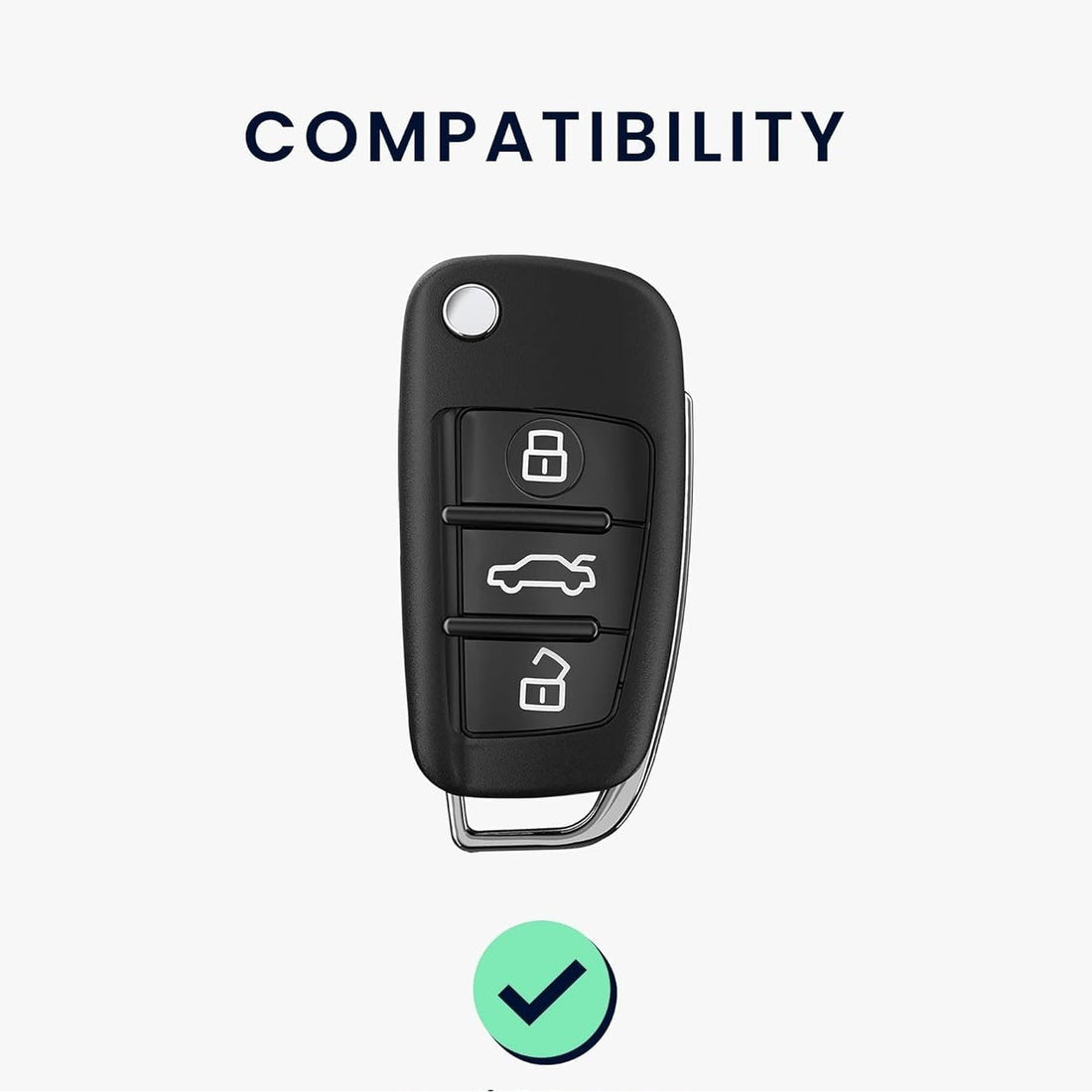 SHOPOFLUX TPU Car Key Cover Compatible for Audi A1 A3 A6 Q2 Q3 Q7 TT TTS R8 S3 S6 RS3 3 Button Flip Key - Black