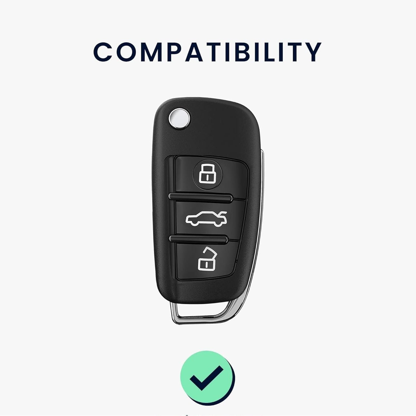 SHOPOFLUX TPU Car Key Cover Compatible for Audi A1 A3 A6 Q2 Q3 Q7 TT TTS R8 S3 S6 RS3 3 Button Flip Key - Black