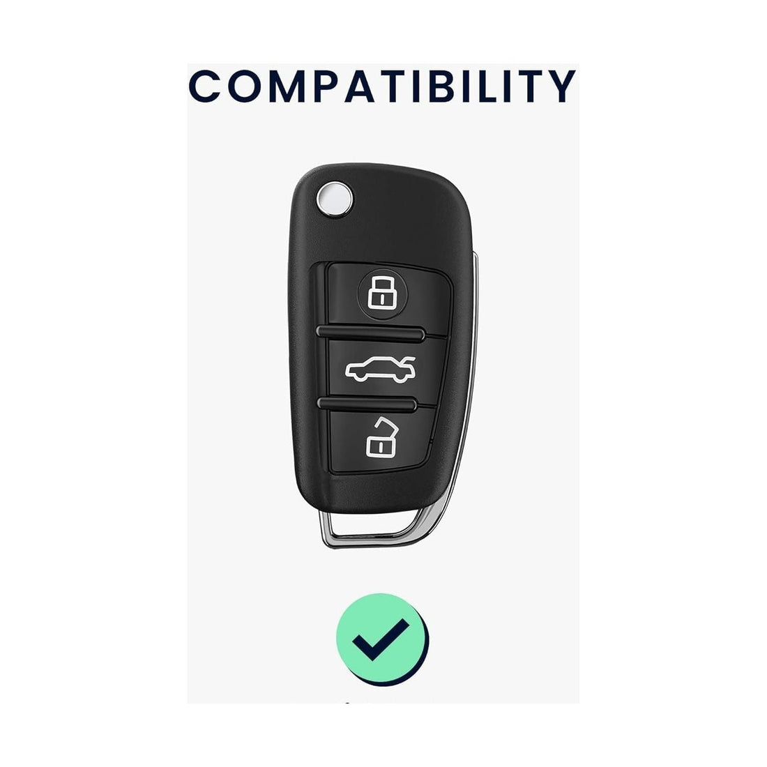 SHOPOFLUX Metal Car Key Cover Compatible for Audi A1 A3 A6 Q2 Q3 Q7 TT TTS R8 S3 S6 RS3 3 Button Flip Key