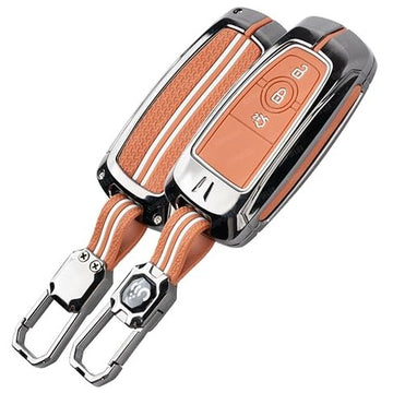 SHOPOFLUX Metal Key Cover Compatible for Endeavour | Figo | Aspire | Freestyle Titanium 3 Button Smart Key