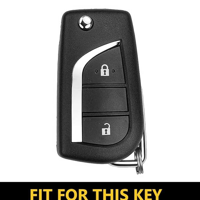SHOPOFLUX Metal Key Cover Compatible with Toyota Innova Crysta | Corolla Altis 2 Button Flip Key (Metal Silicone Blue)