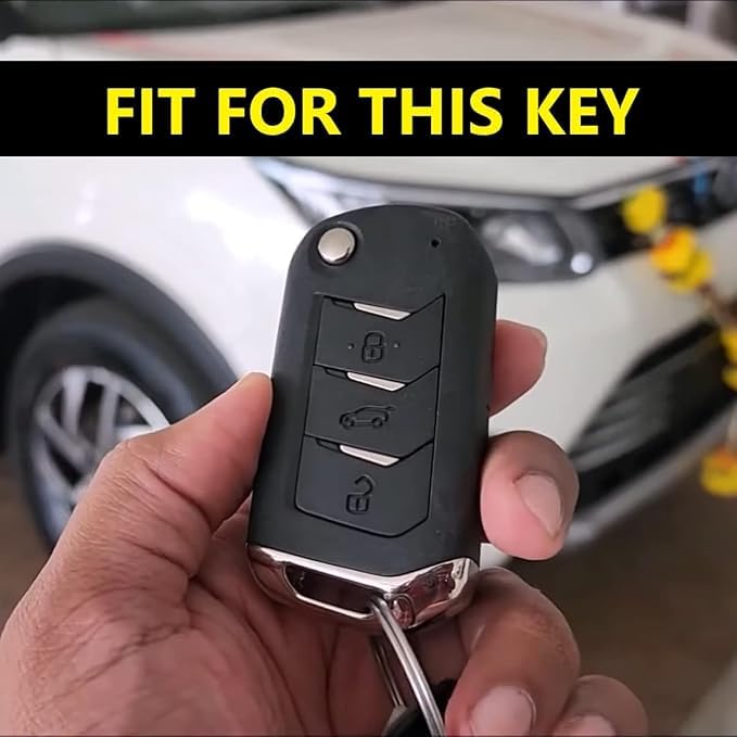 SHOPOFLUX Metal Key Cover Compatible with Mahindra Scorpio N | 3XO | XUV 300 | Marazzo | XUV 700 | XUV 400 ev | Bolero | Thar Roxx 3 Button Flip Key (Copy) Shopoflux