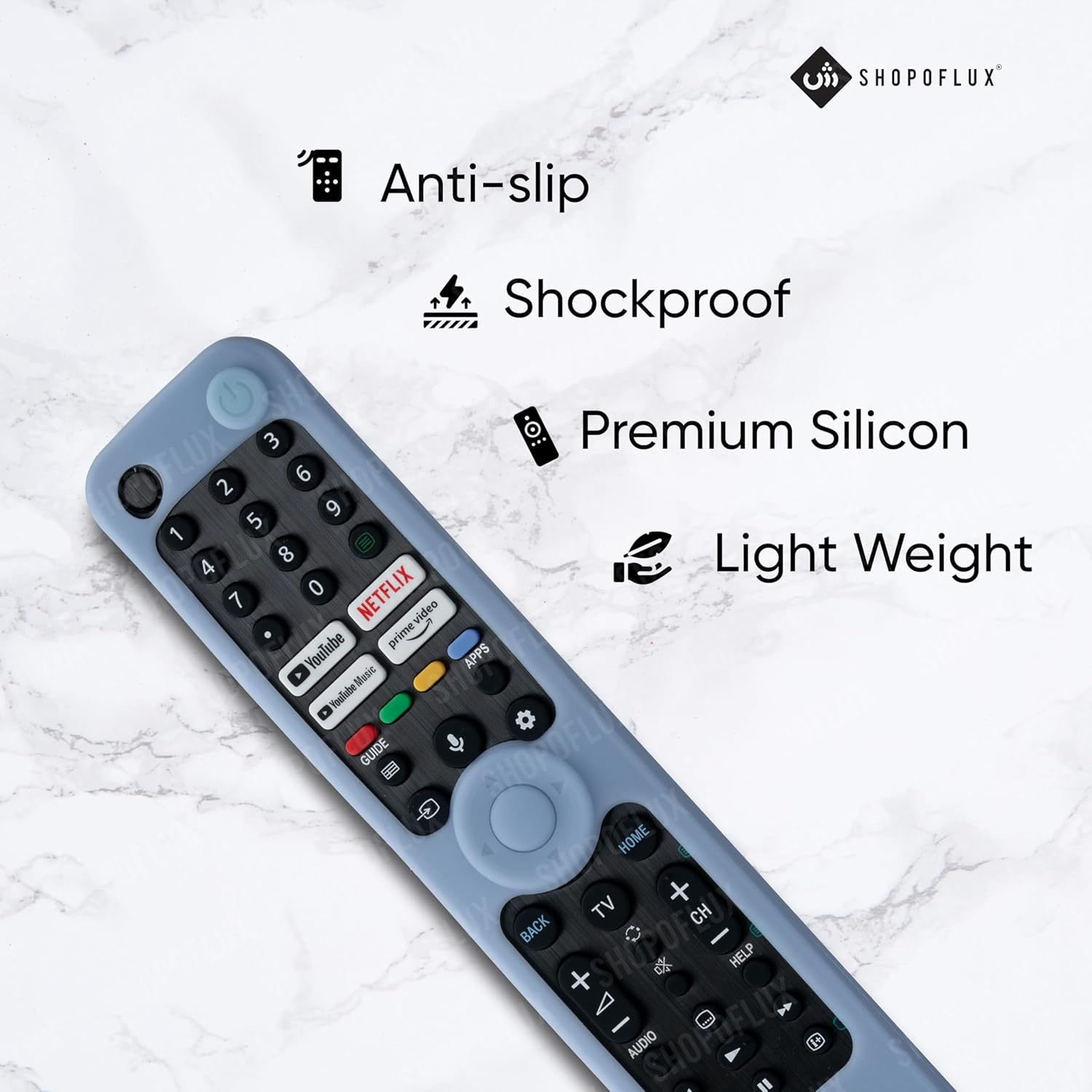 SHOPOFLUX Silicone Heavy Duty Armor Case Cover Compatible with Sony Smart Tv Voice Remote RMF-TX520P A80J X80J X85J X90J X95J Remote Cover [Remote NOT Included] (Blue) Shopoflux