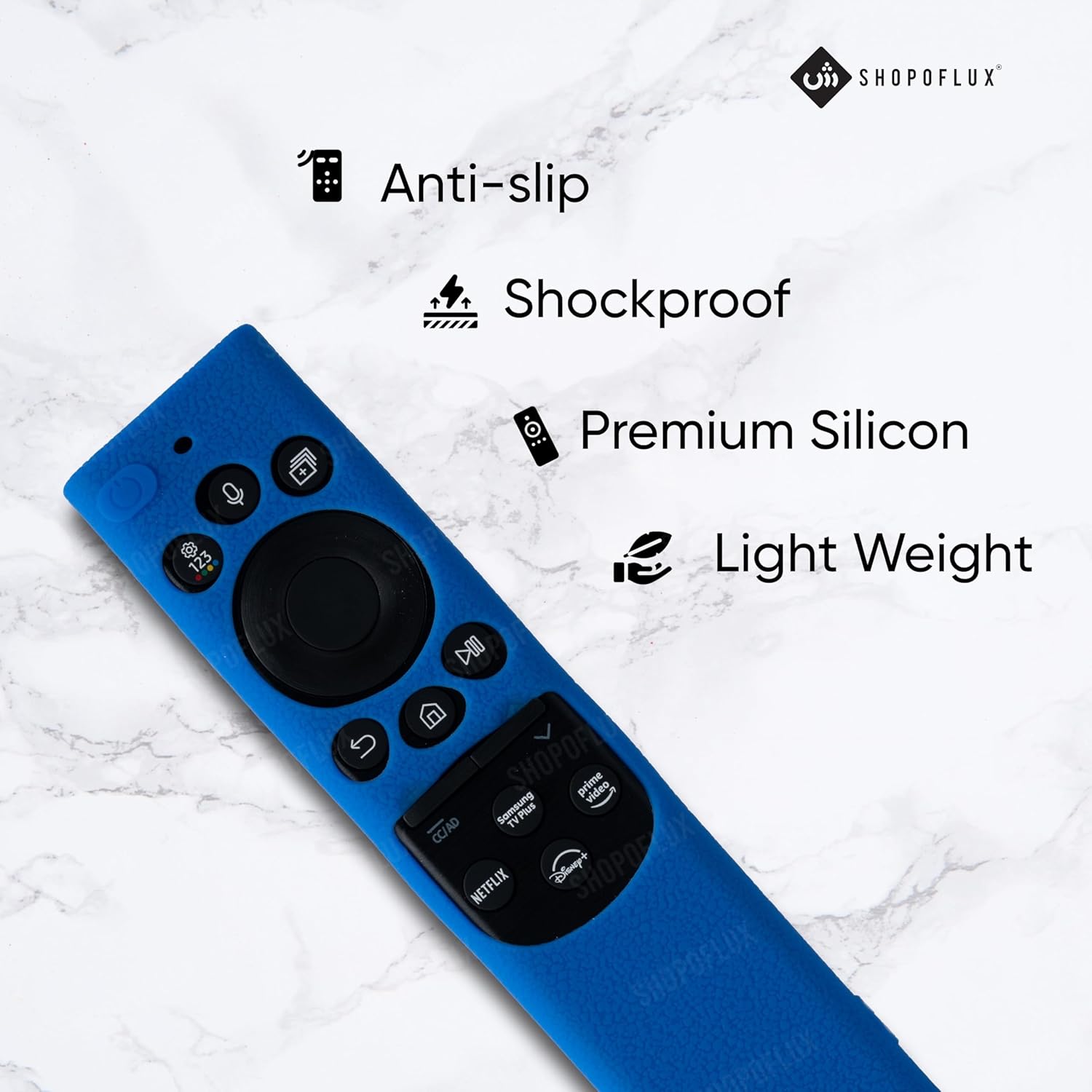 Shopoflux Silicone TV Remote Cover Compatible with Samsung 2022 Smart TV Remote QLED TV BN68-13897A / TM2280E Remote Protective Case [Remote NOT Included] (Blue) Shopoflux