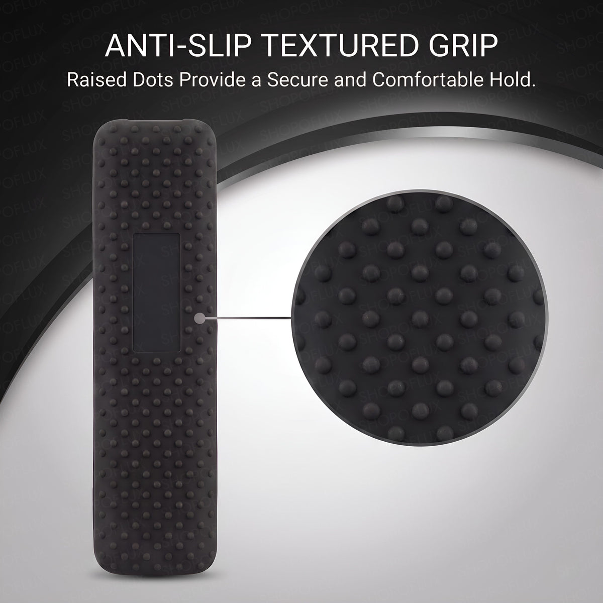 Feature graphic showing the remote cover surface, openings and construction details