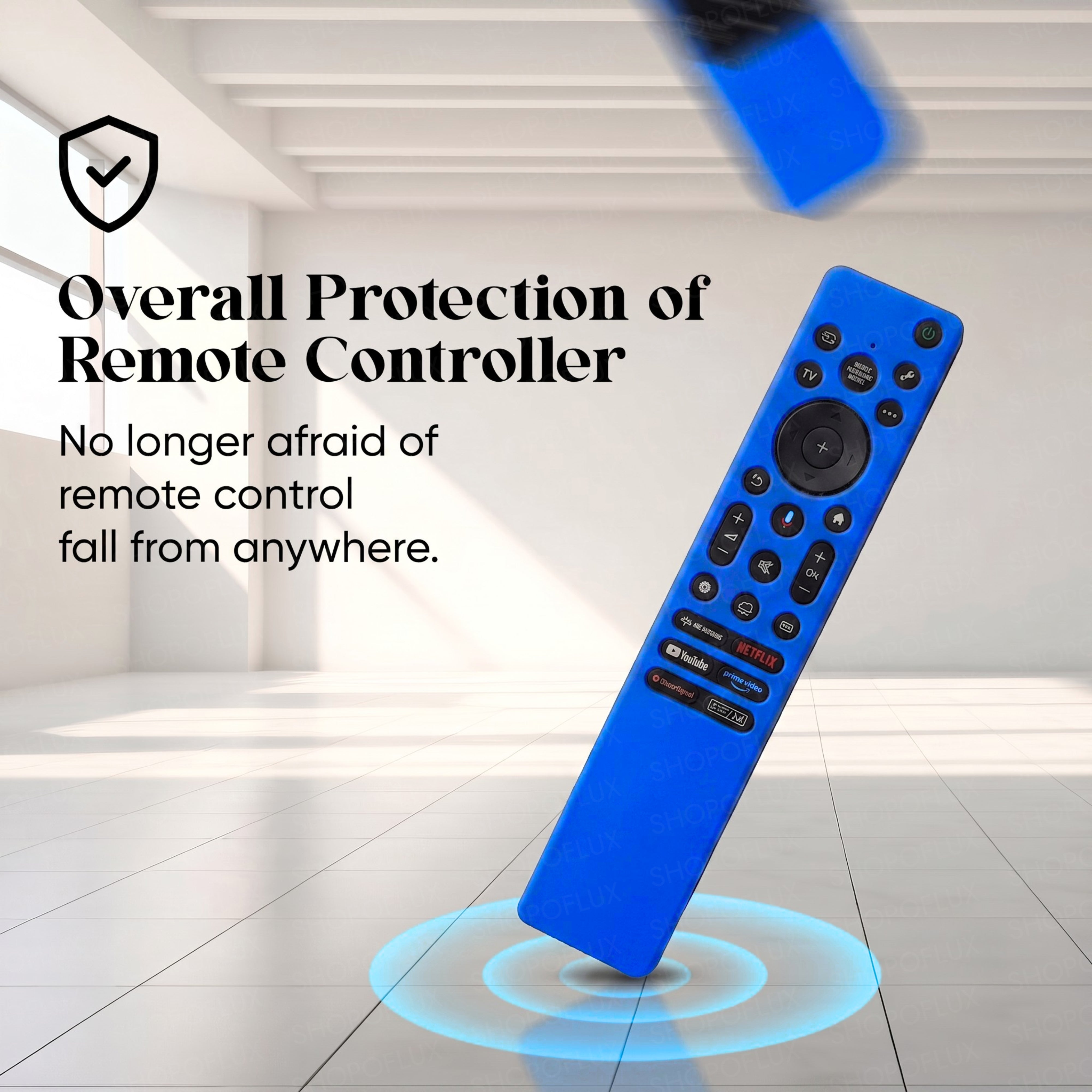 SHOPOFLUX Silicone Cover Compatible with Sony Bravia Smart Tv Voice Remote Case with Lanyard [Remote NOT Included]