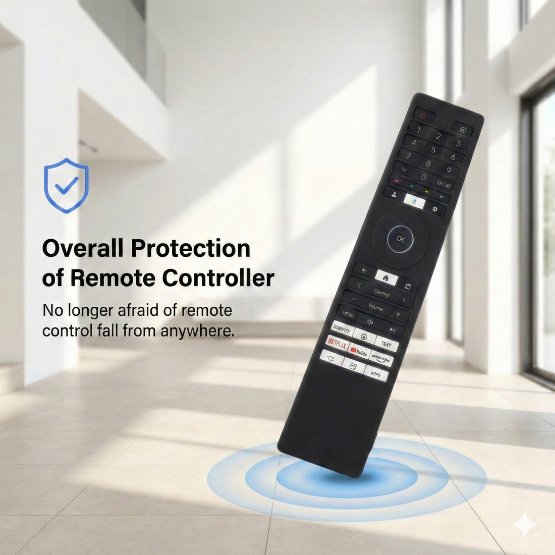 SHOPOFLUX Silicone TV Remote Cover Compatible with Toshiba Smart TV Protective Case with Lanyard (Black) Shopoflux
