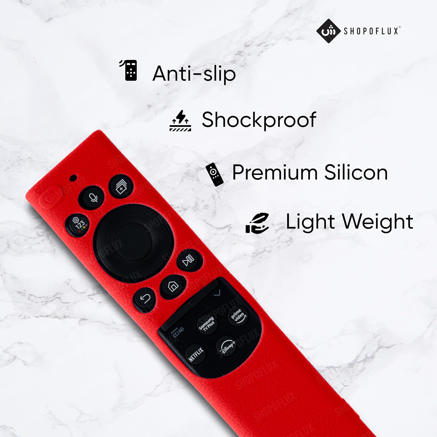 Shopoflux Silicone TV Remote Cover Compatible with Samsung 2022 Smart TV Remote QLED TV BN68-13897A / TM2280E Remote Protective Case [Remote NOT Included] (RED) Shopoflux