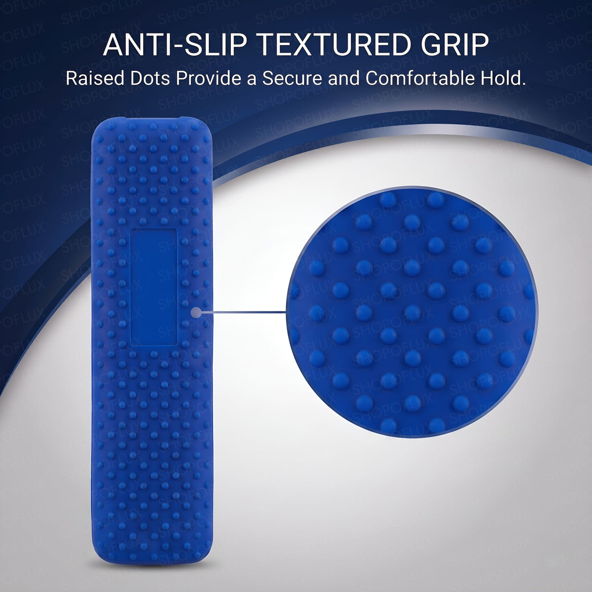 Feature graphic showing the remote cover surface, openings and construction details