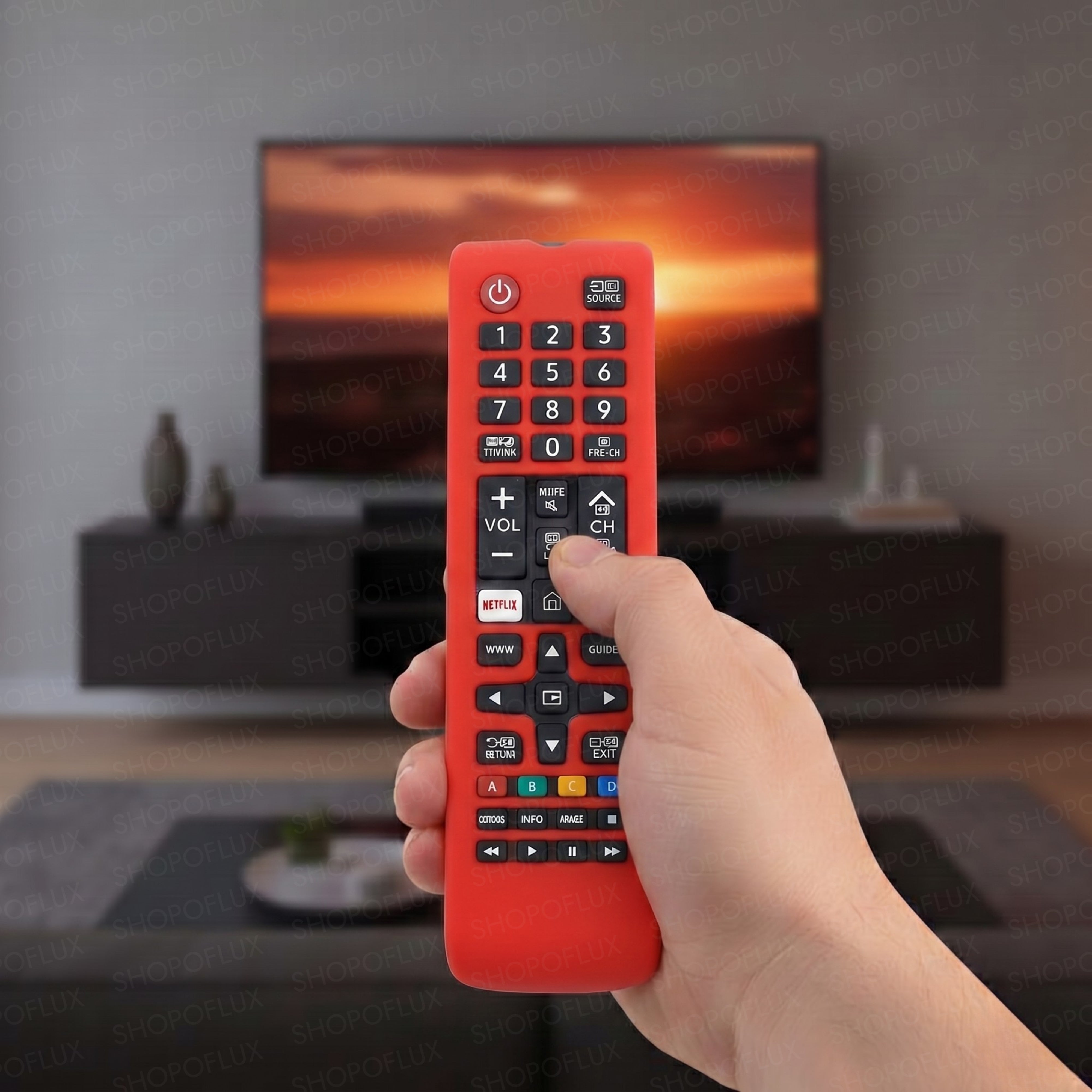 SHOPOFLUX Silicone Tv Remote Cover Compatible with Samsung Smart Tv Remote Without Sollar [Remote NOT Included] (Red)