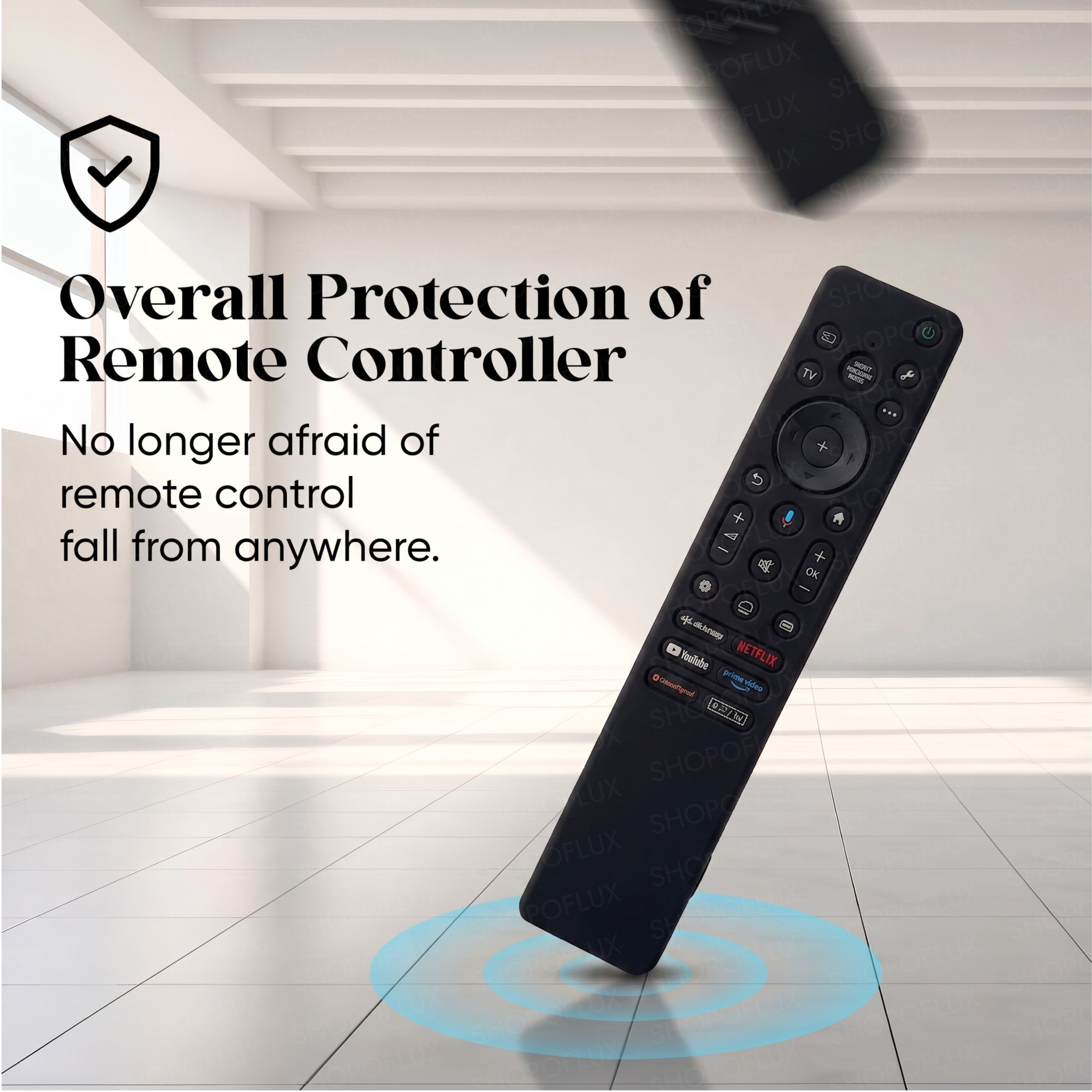SHOPOFLUX Silicone Cover Compatible with Sony Bravia Smart Tv Voice Remote Case with Lanyard [Remote NOT Included]